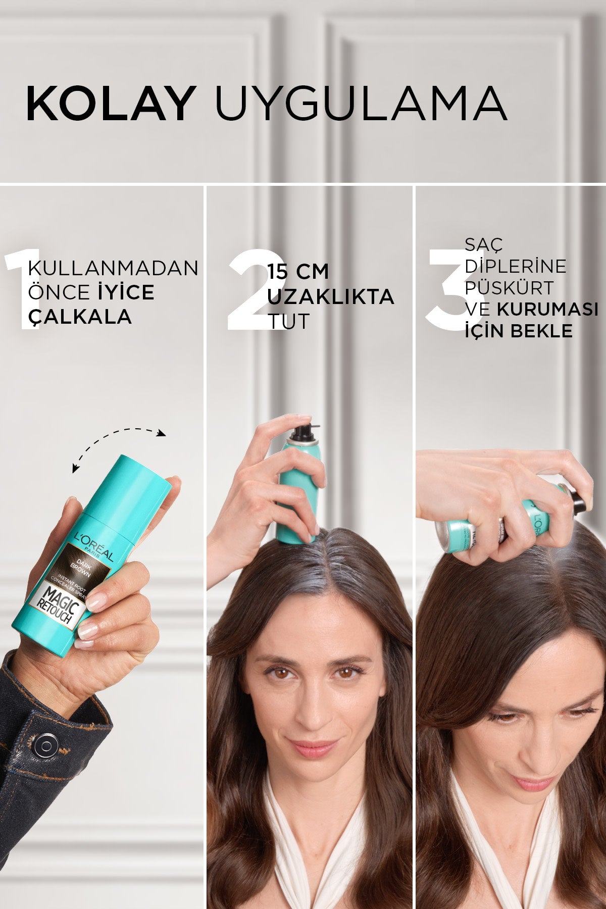 Magic Retouch Beyaz Saçlar İçin Kapatıcı Koyu Kahverengi Saç Spreyi 75 Ml