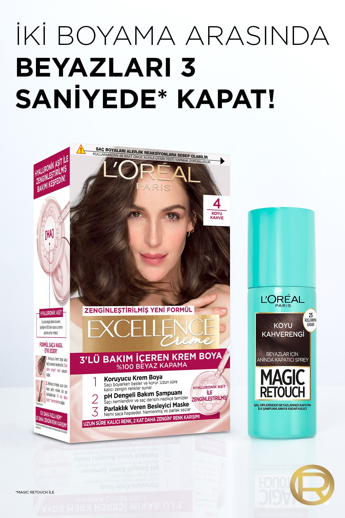 Magic Retouch Beyaz Saçlar İçin Kapatıcı Koyu Kahverengi Saç Spreyi 75 Ml