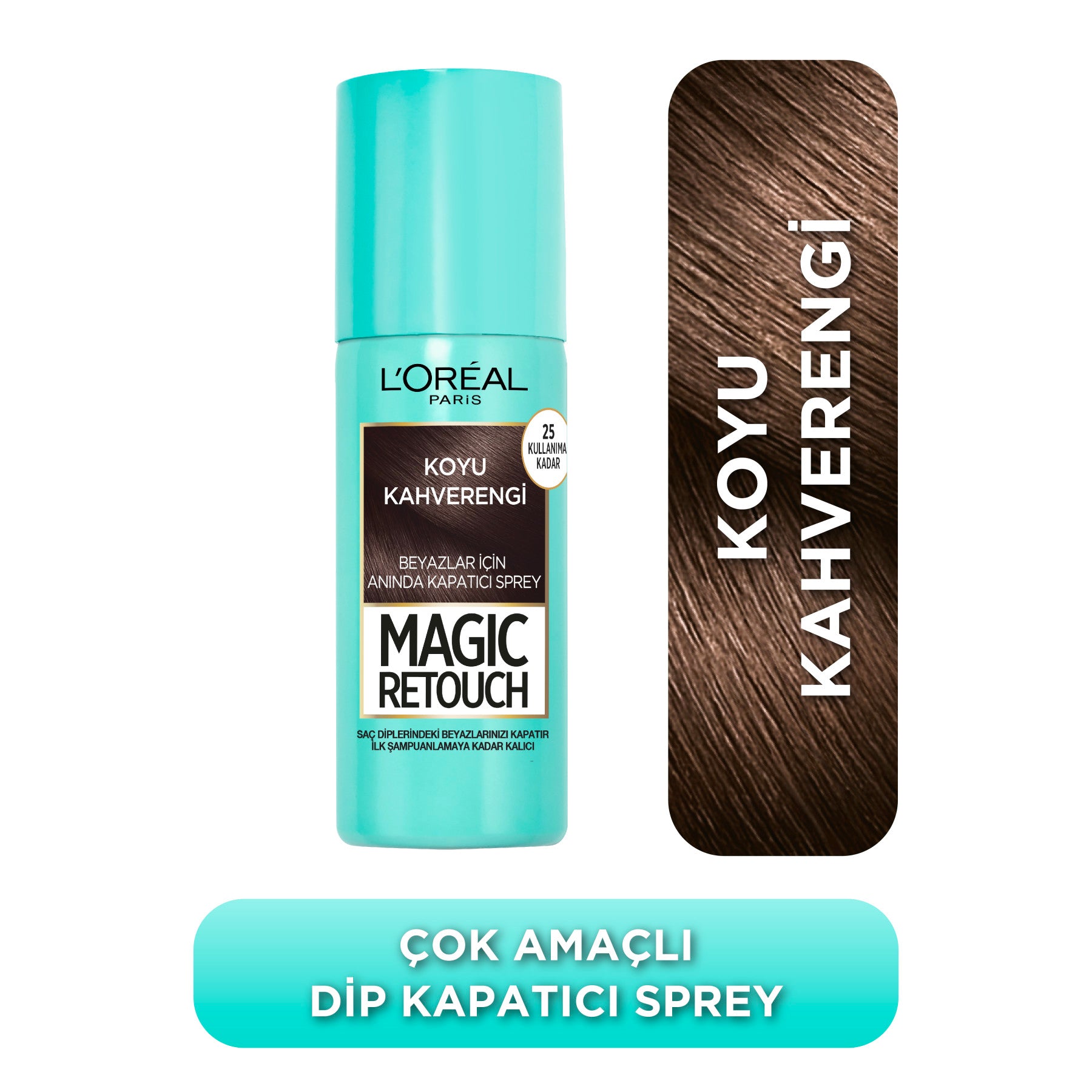 Magic Retouch Beyaz Saçlar İçin Kapatıcı Koyu Kahverengi Saç Spreyi 75 Ml
