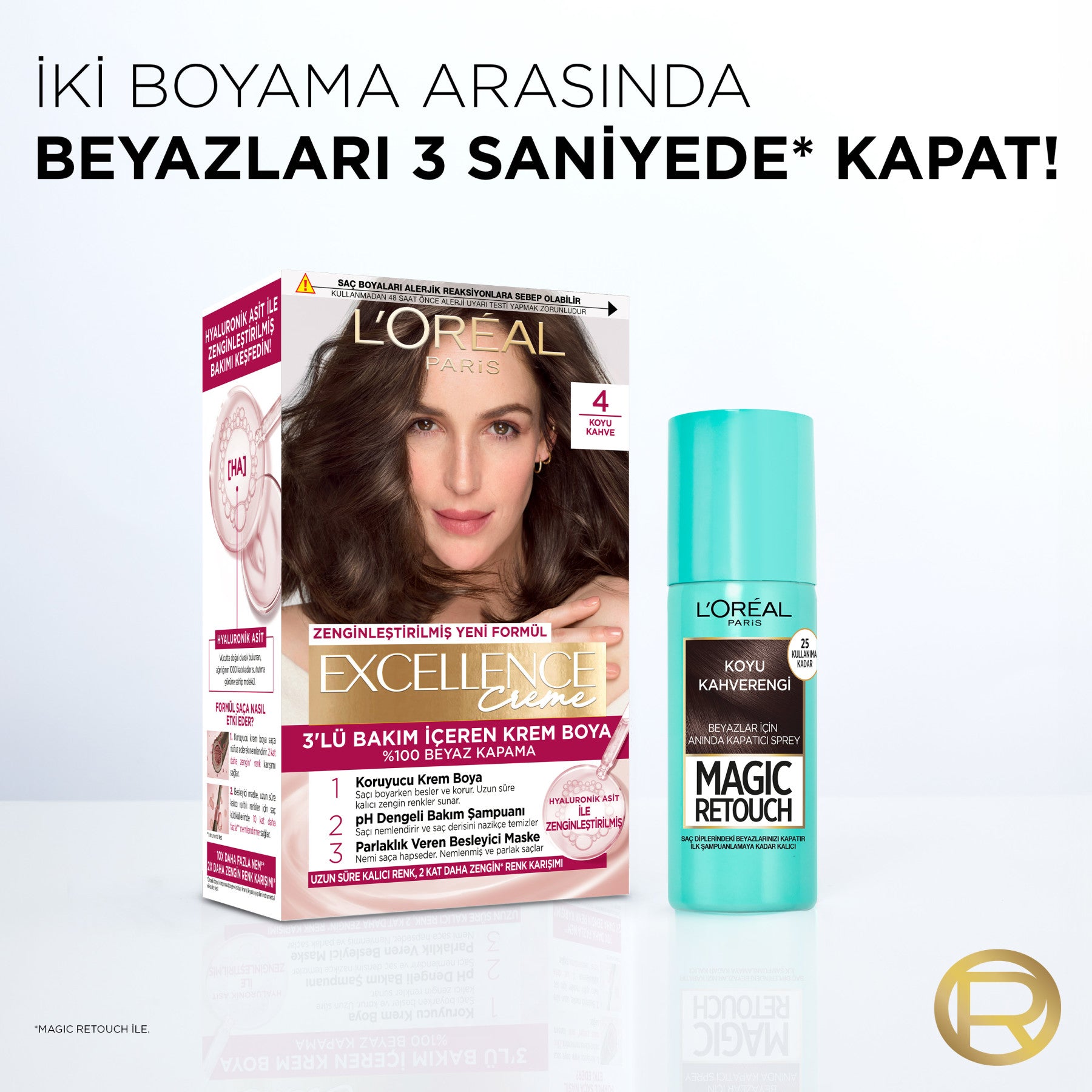 Magic Retouch Beyaz Saçlar İçin Kapatıcı Koyu Kahverengi Saç Spreyi 75 Ml