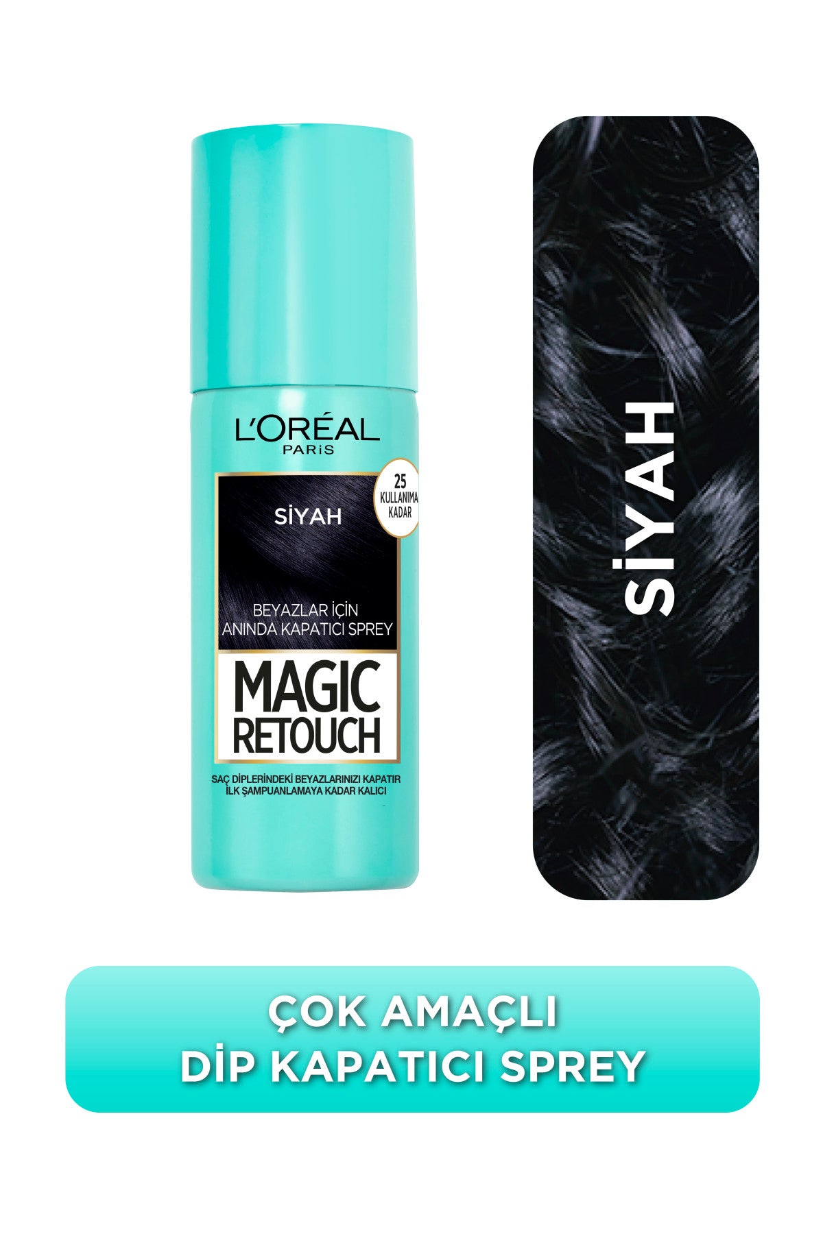 Magic Retouch Beyaz Saçlar İçin Kapatıcı Siyah Saç Spreyi 75 Ml