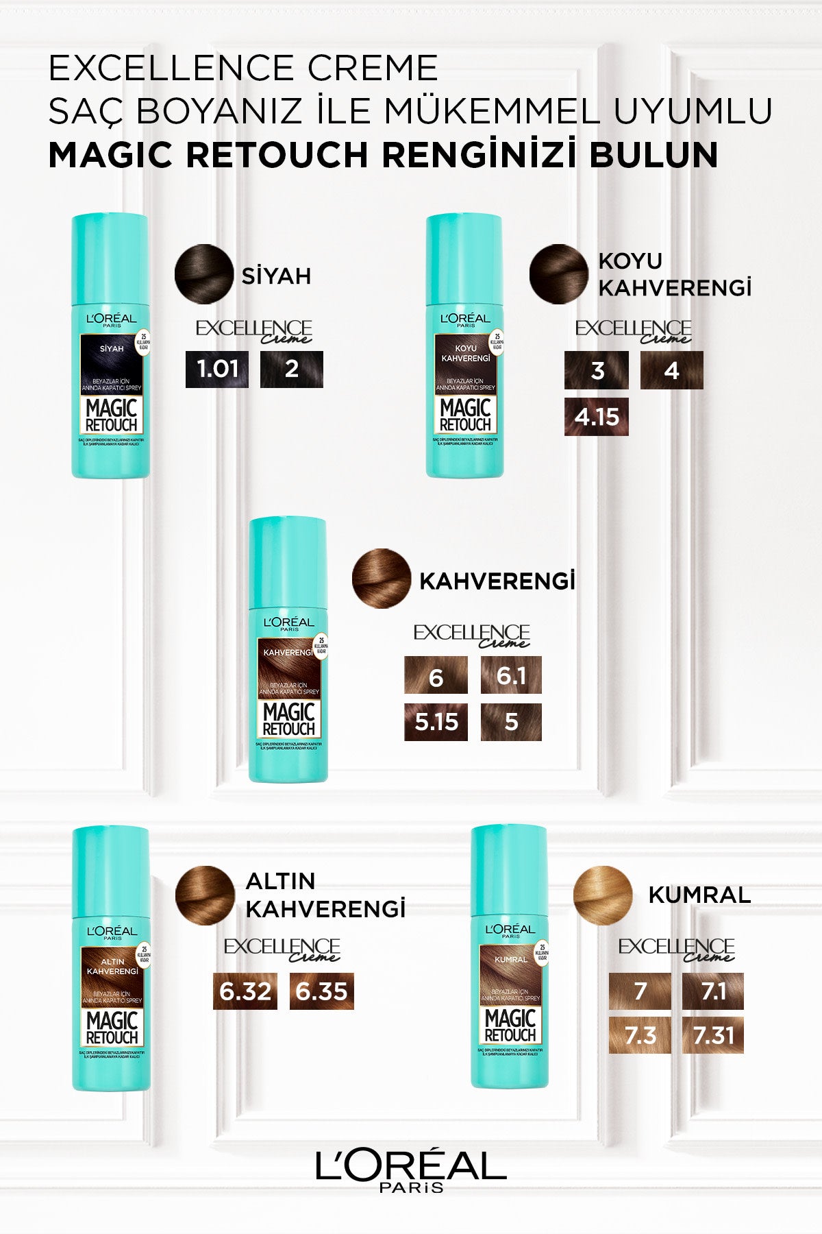 Magic Retouch Beyaz Saçlar İçin Kapatıcı Siyah Saç Spreyi 75 Ml