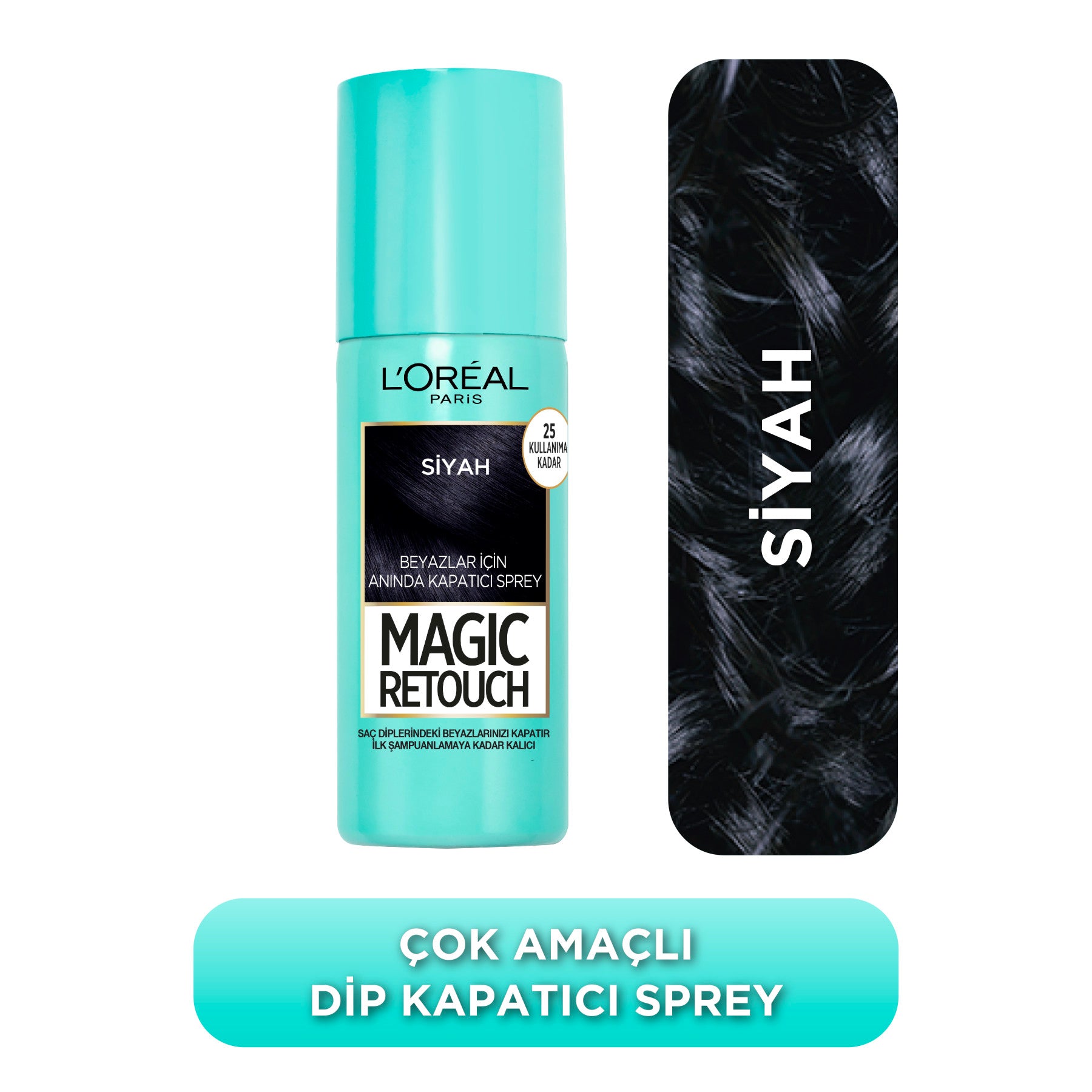 Magic Retouch Beyaz Saçlar İçin Kapatıcı Siyah Saç Spreyi 75 Ml