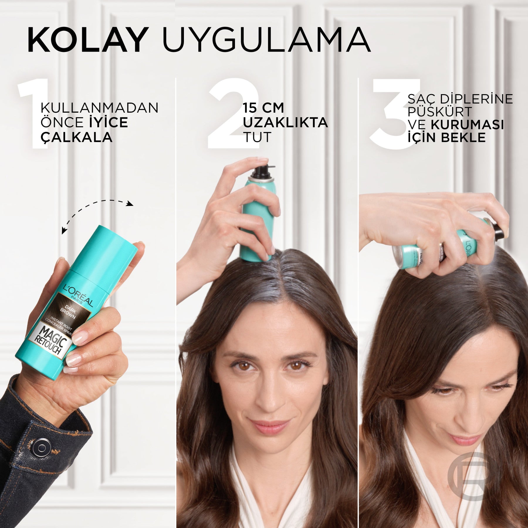 Magic Retouch Beyaz Saçlar İçin Kapatıcı Siyah Saç Spreyi 75 Ml