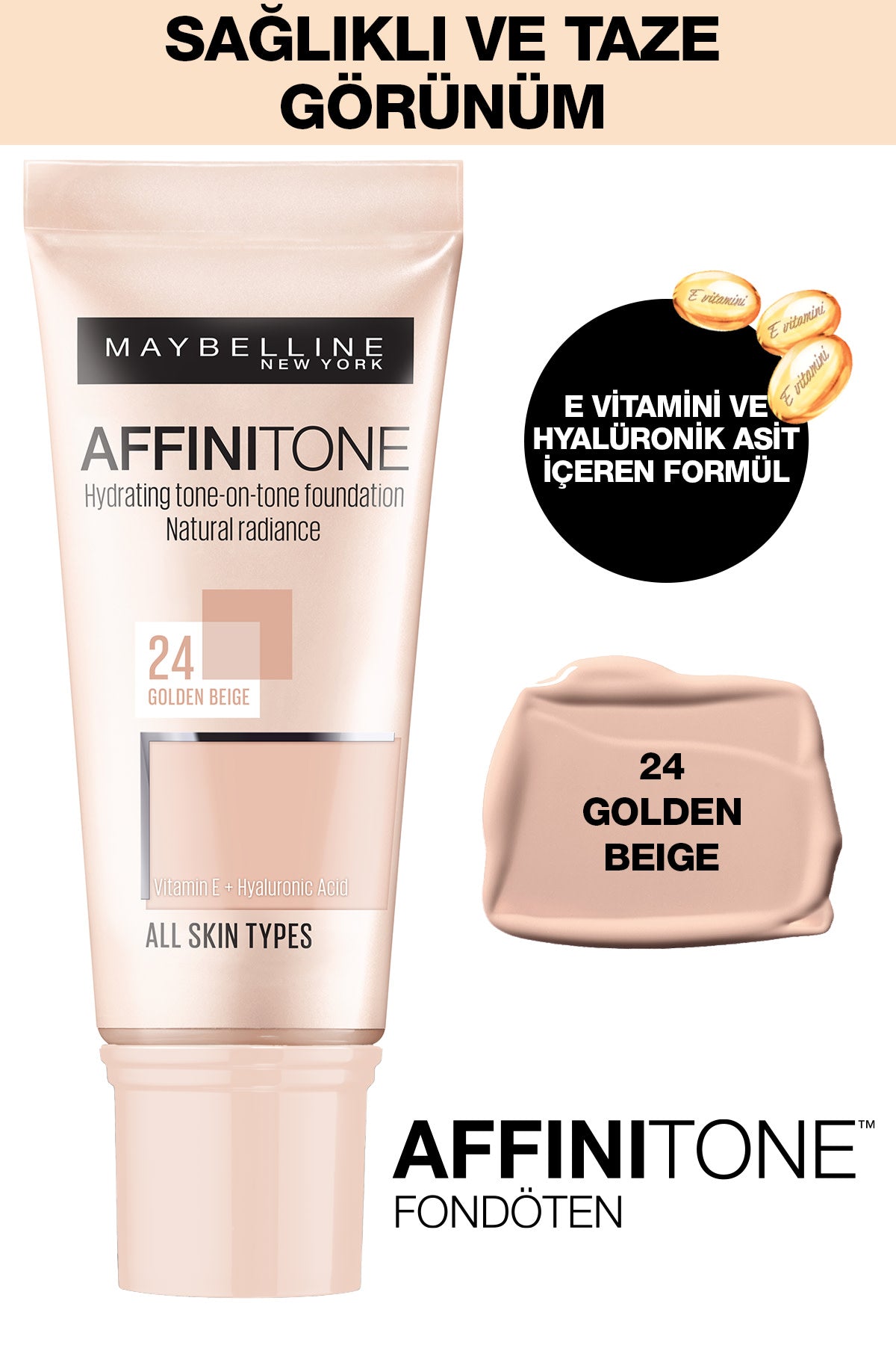 Maybelline New York Affinitone  Fondöten - 24 Golden Beige
