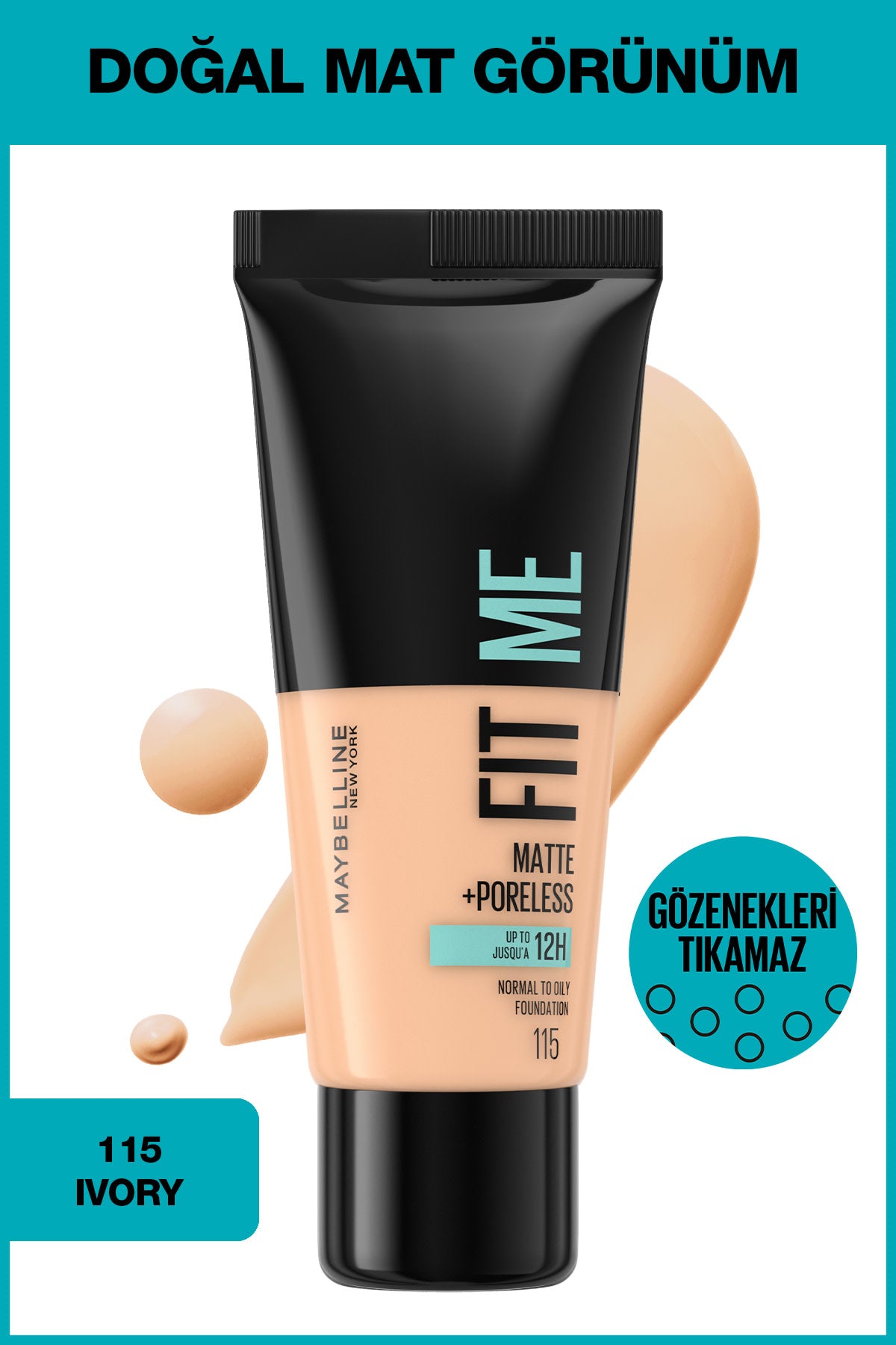 Maybelline New York Fit Me Matte+Poreless Fondöten - 115 Ivory