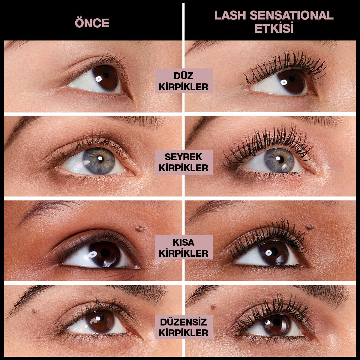 Maybelline New York Lash Sensational Yelpaze Etkili Intense Black Maskara - Ekstra Siyah