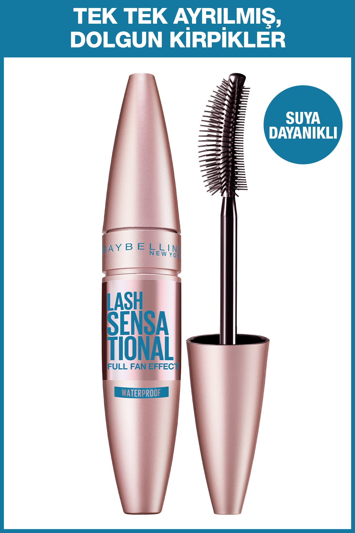 Maybelline New York Lash Sensational Yelpaze Etkili Suya Dayanıklı Siyah Maskara