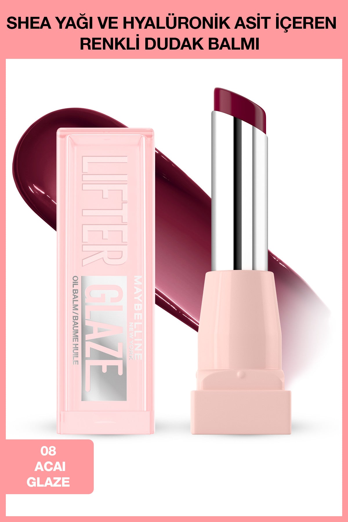 Maybelline New York Lifter Glaze Renkli Dudak Balmı - 08 Acai Glaze