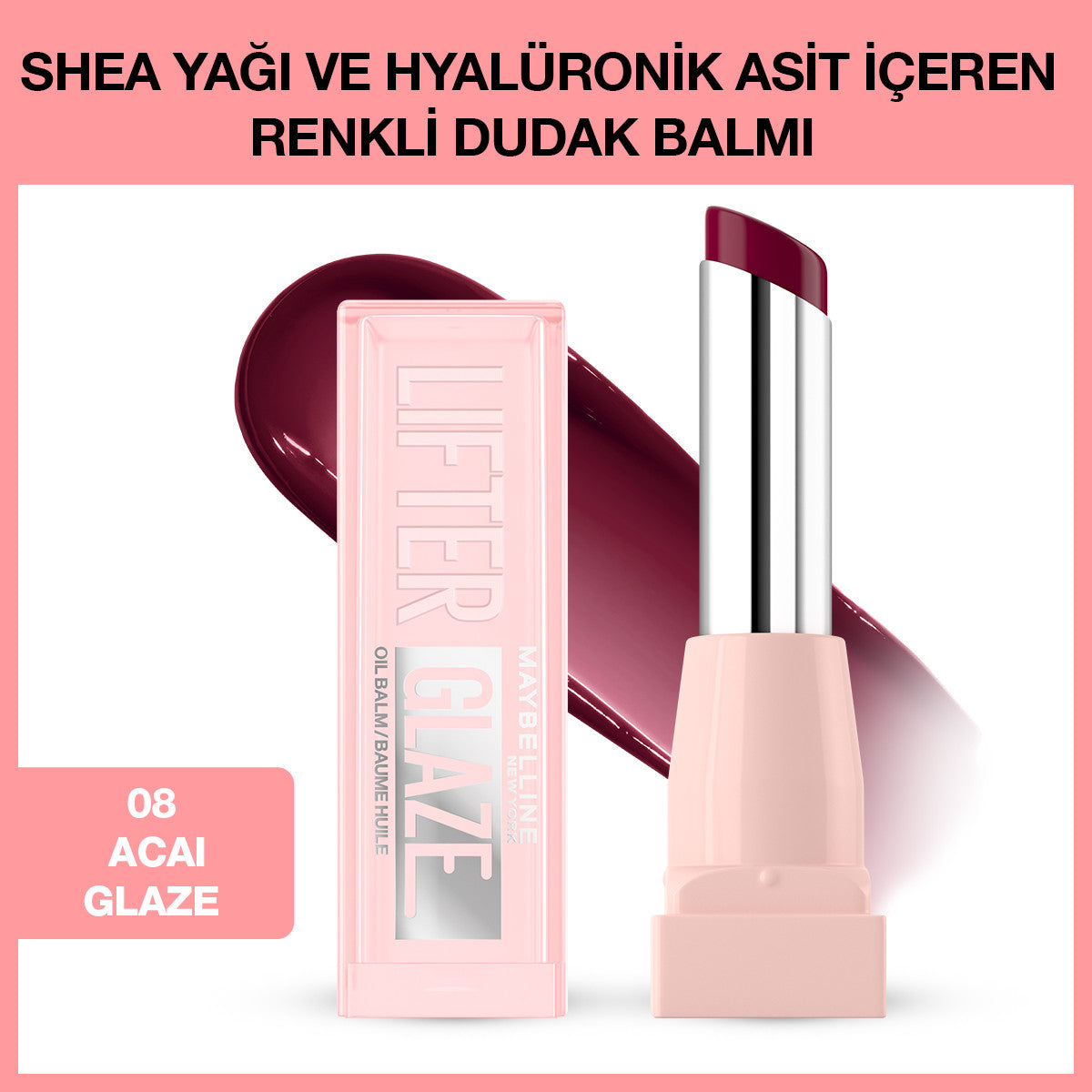 Maybelline New York Lifter Glaze Renkli Dudak Balmı - 08 Acai Glaze