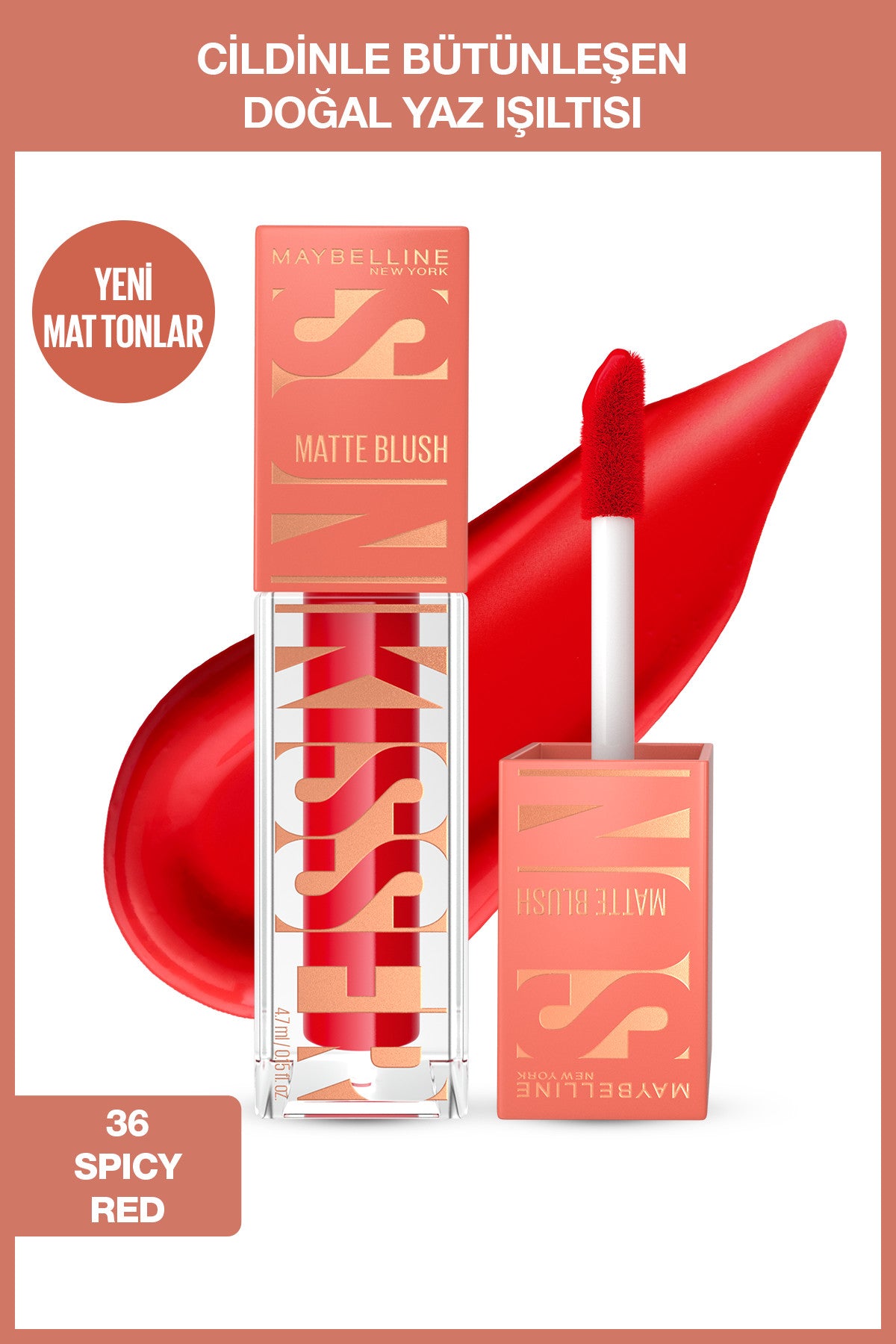 Maybelline New York Sunkisser Hazy Matte Likit Allık  - 36 Spicy Red