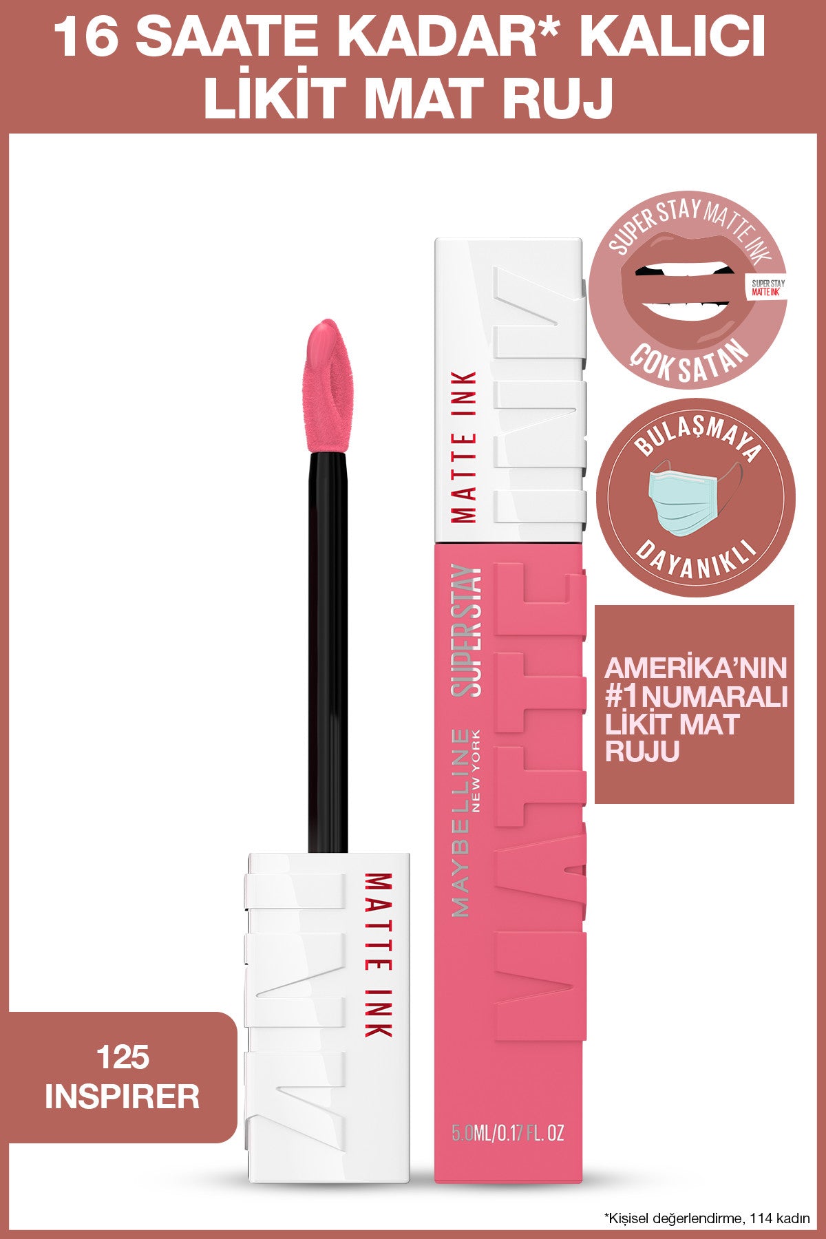 Maybelline New York Super Stay Matte Ink Likit Mat Ruj - 125 Inspirer - Pembe