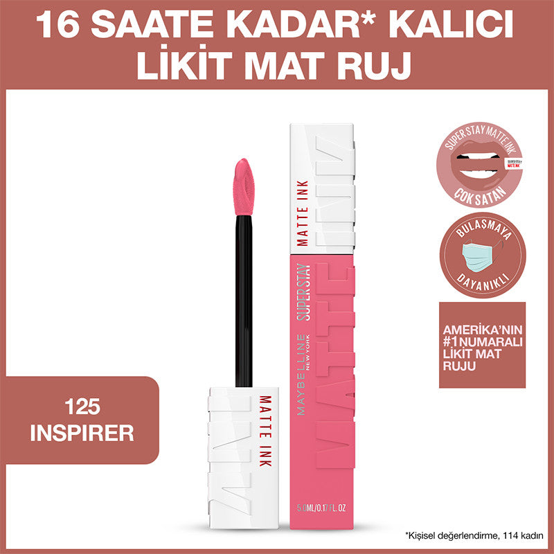Maybelline New York Super Stay Matte Ink Likit Mat Ruj - 125 Inspirer - Pembe