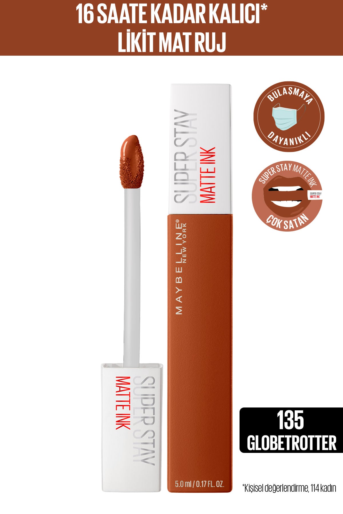 Maybelline New York Super Stay Matte Ink Likit Mat Ruj - 135 Globe-Trotter - Kahverengi