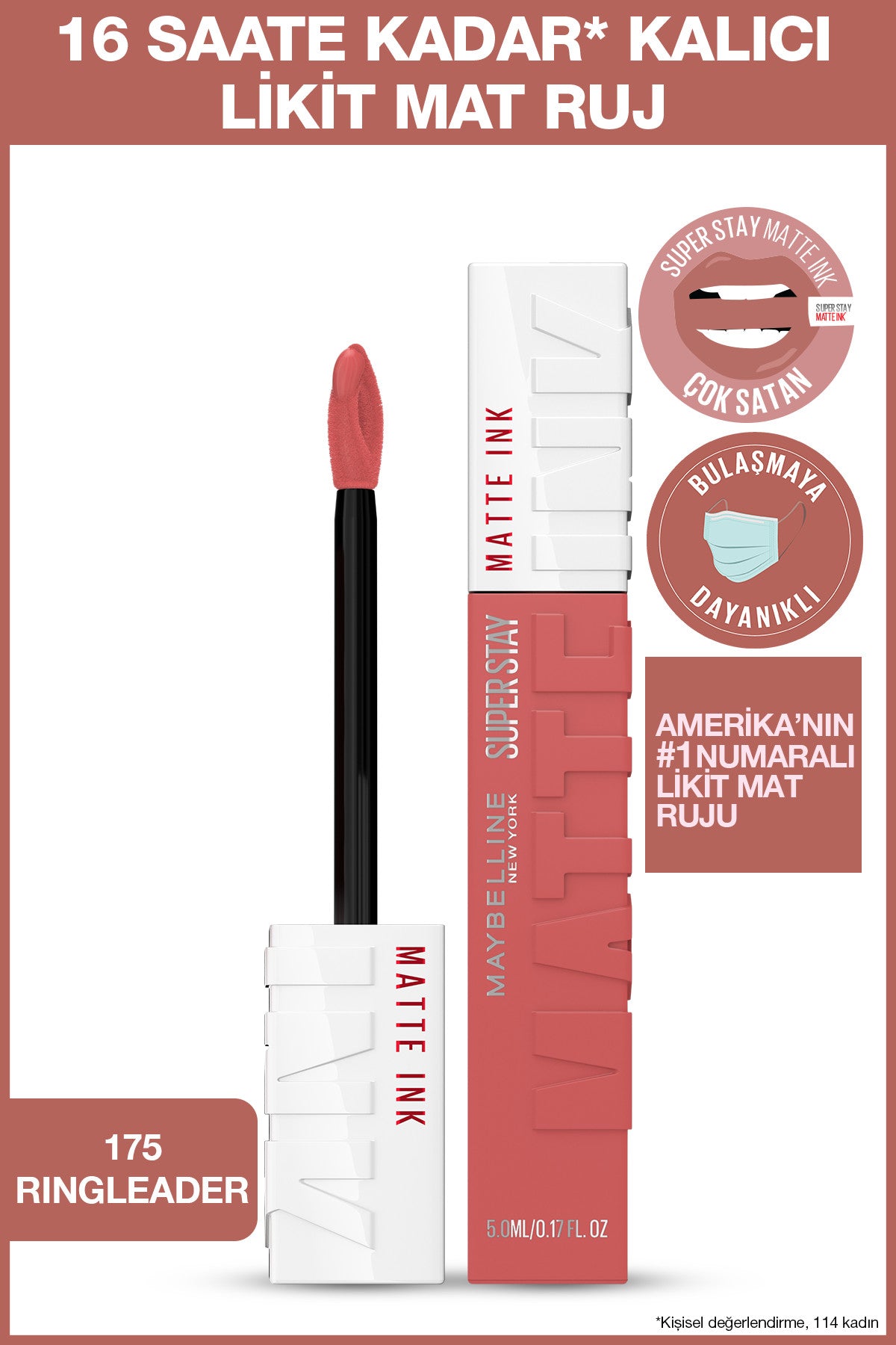 Maybelline New York Super Stay Matte Ink Likit Mat Ruj - 175 Ringleader - Pembe