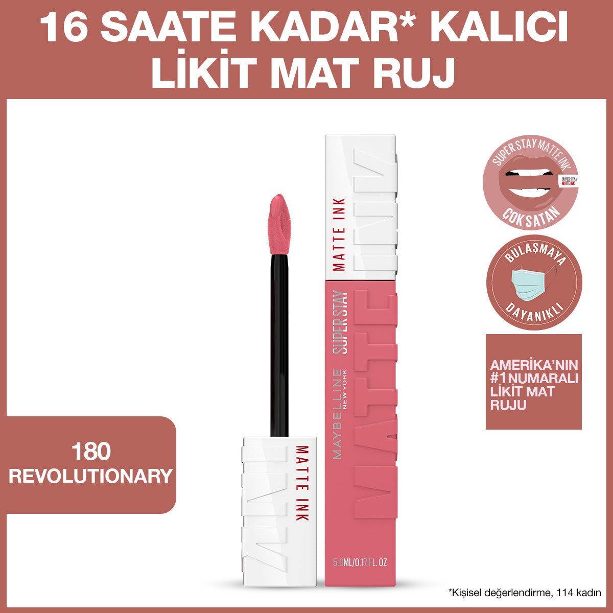 Maybelline New York Super Stay Matte Ink Likit Mat Ruj - 180 Revolutionary - Pembe