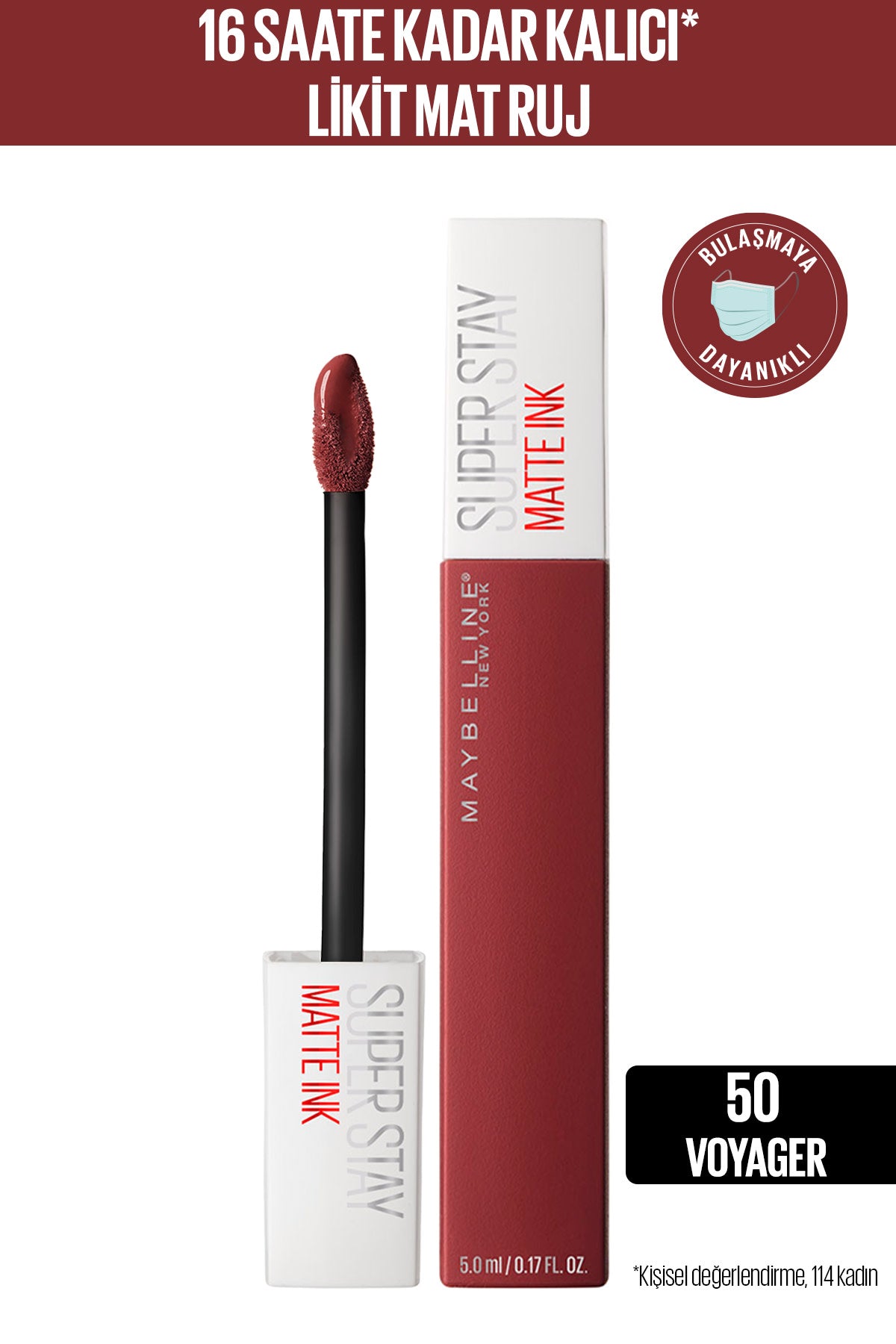Maybelline New York Super Stay Matte Ink Likit Mat Ruj - 50 Voyager - Bordo