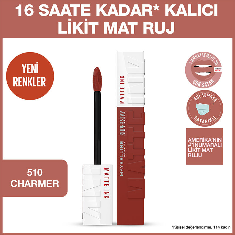 Maybelline New York Super Stay Matte Ink Likit Mat Ruj - 510 Charmer