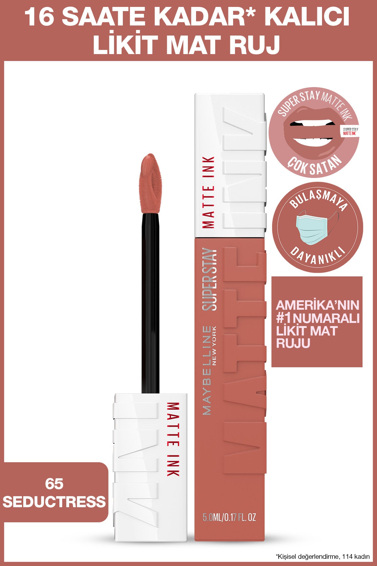 Maybelline New York Super Stay Matte Ink Likit Mat Ruj - 65 Seductress - Nude