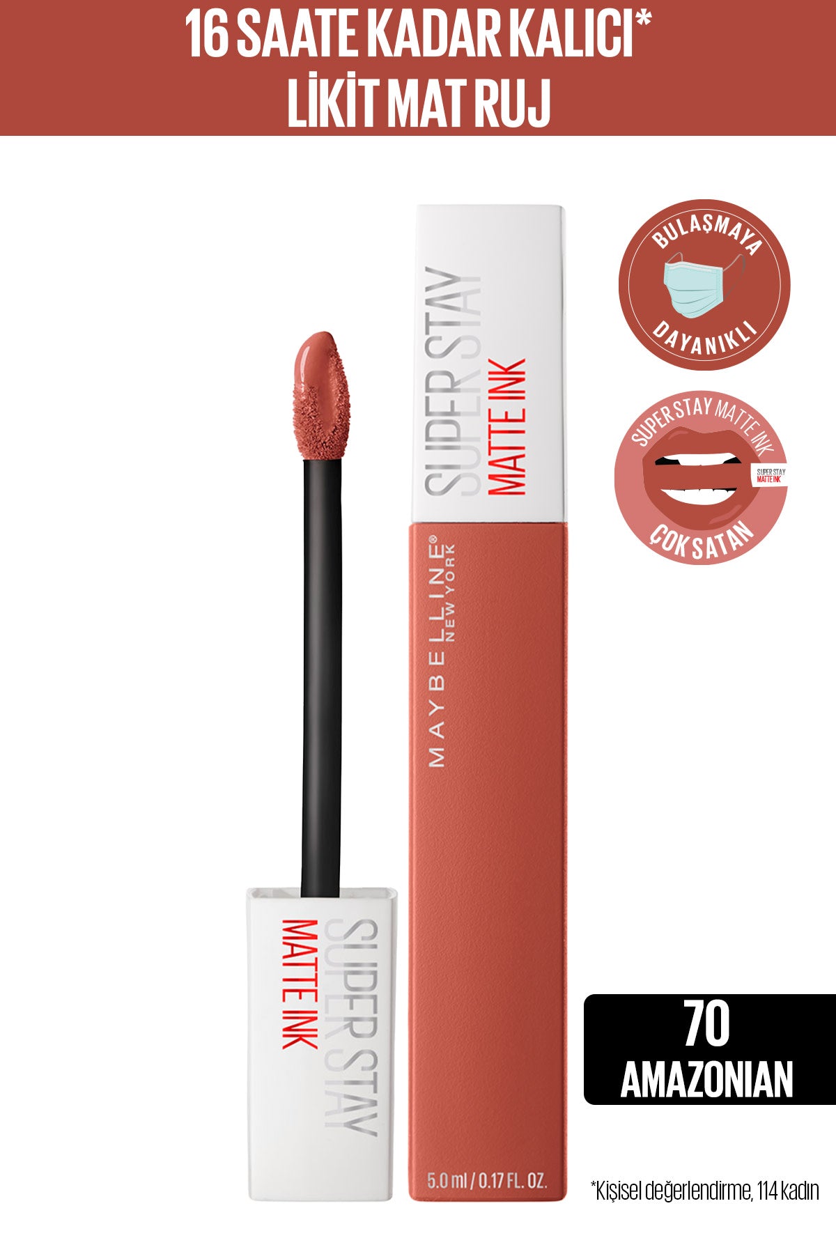 Maybelline New York Super Stay Matte Ink Likit Mat Ruj - 70 Amazonian - Kahverengi
