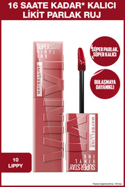 Maybelline New York Super Stay Vinyl Ink Uzun Süre Kalıcı Likit Parlak Ruj 10 Lippy