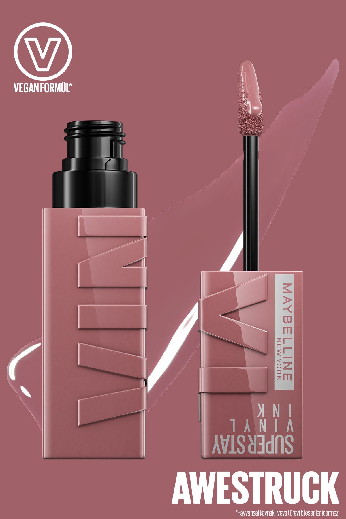 Maybelline New York Super Stay Vinyl Ink Uzun Süre Kalıcı Likit Parlak Ruj 110 Awestruck