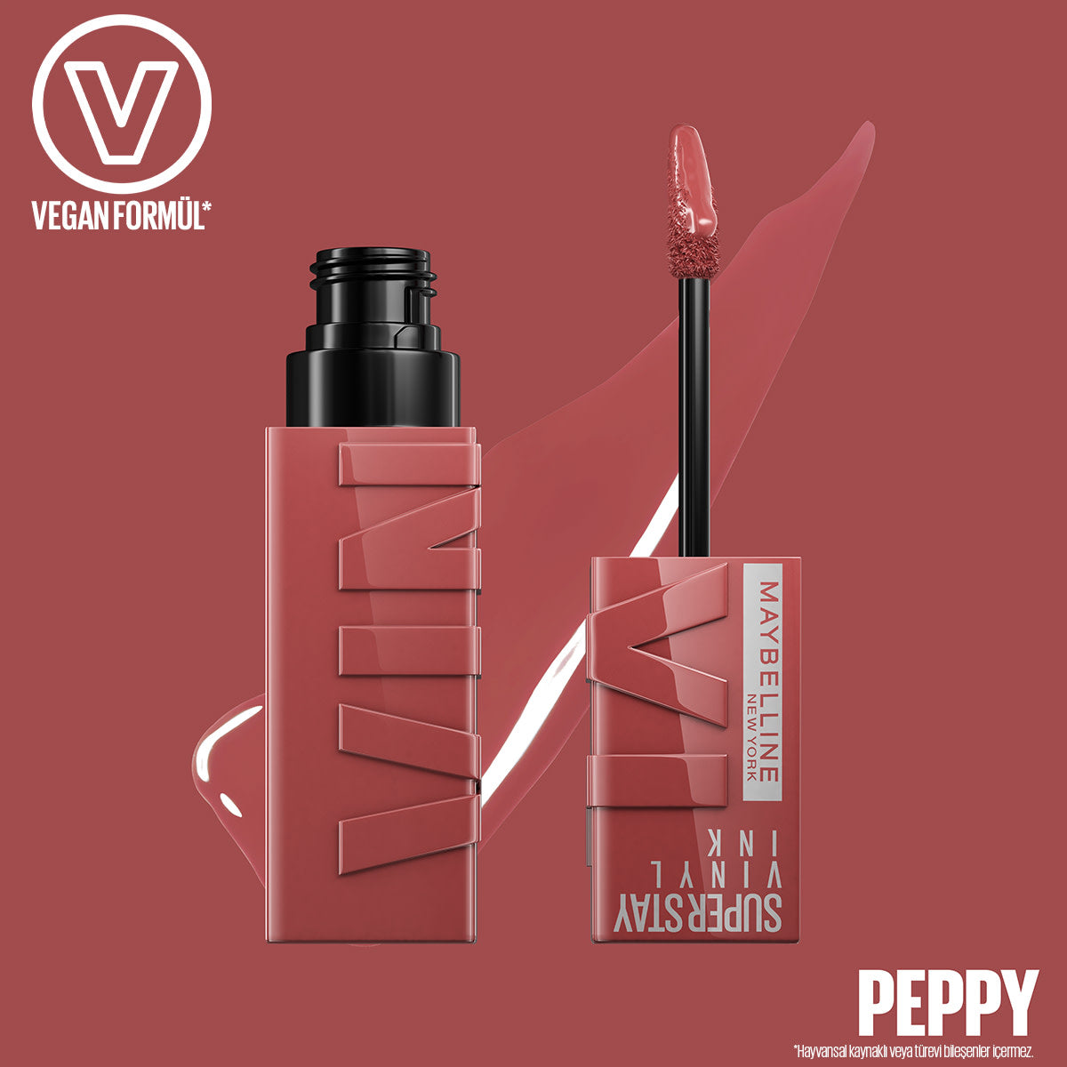 Maybelline New York Super Stay Vinyl Ink Uzun Süre Kalıcı Likit Parlak Ruj 115 Peppy