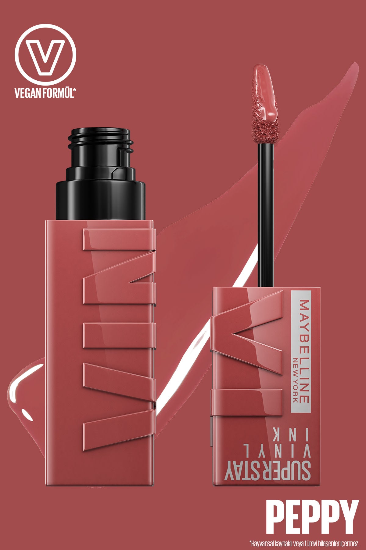 Maybelline New York Super Stay Vinyl Ink Uzun Süre Kalıcı Likit Parlak Ruj 115 Peppy