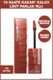 Maybelline New York Super Stay Vinyl Ink Uzun Süre Kalıcı Likit Parlak Ruj 130 Extra