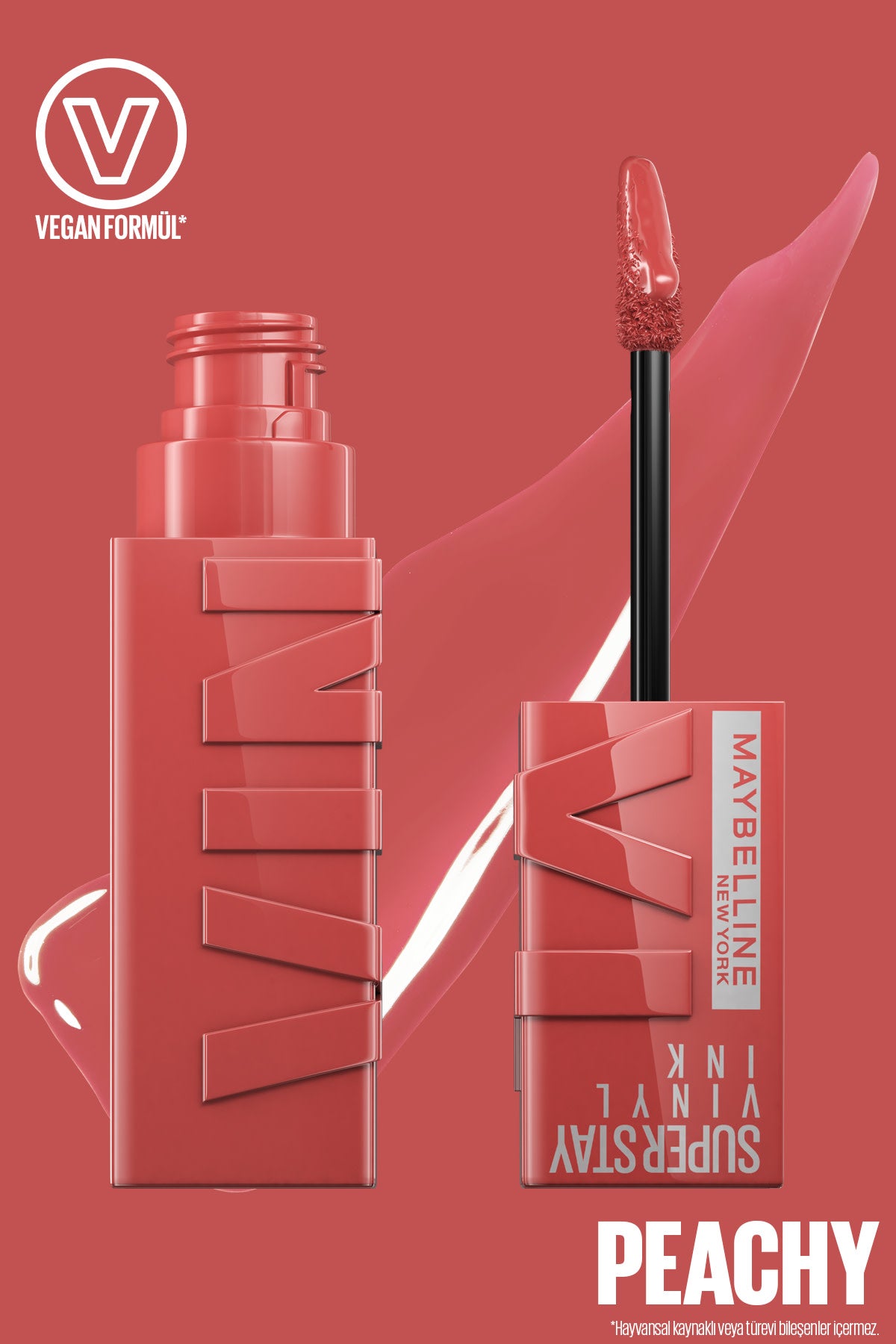 Maybelline New York Super Stay Vinyl Ink Uzun Süre Kalıcı Likit Parlak Ruj 15 Peachy