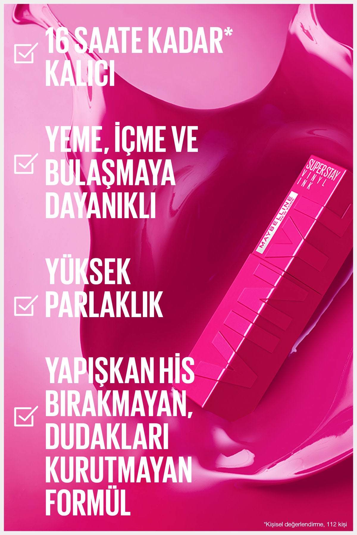 Maybelline New York Super Stay Vinyl Ink Uzun Süre Kalıcı Likit Parlak Ruj 155 Upbeat