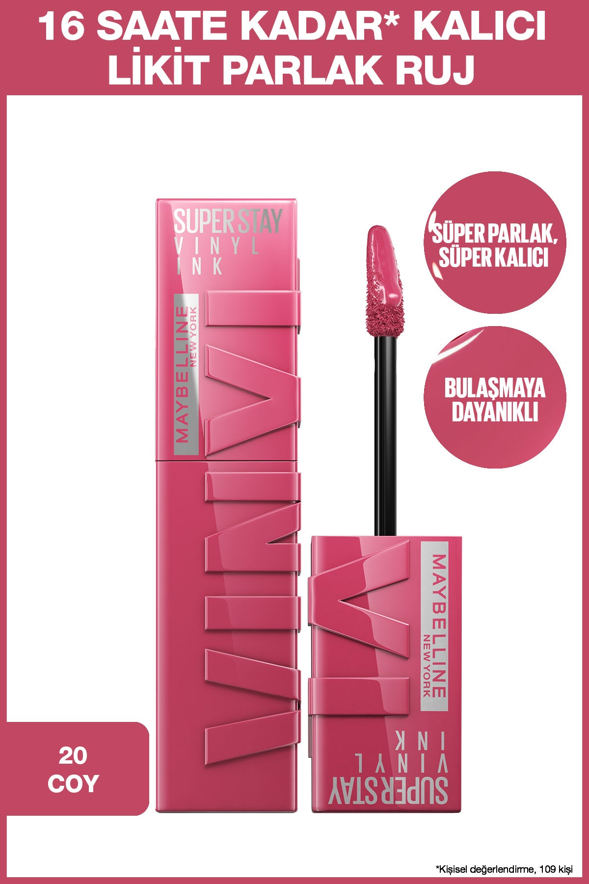 Maybelline New York Super Stay Vinyl Ink Uzun Süre Kalıcı Likit Parlak