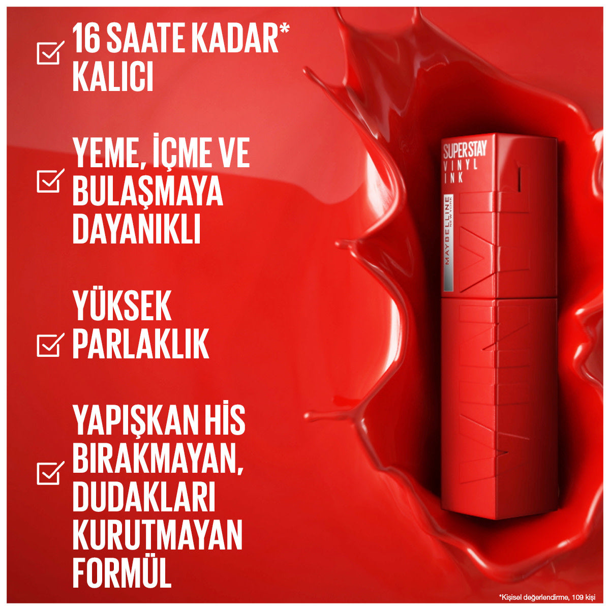 Maybelline New York Super Stay Vinyl Ink Uzun Süre Kalıcı Likit Parlak Ruj 20 Coy