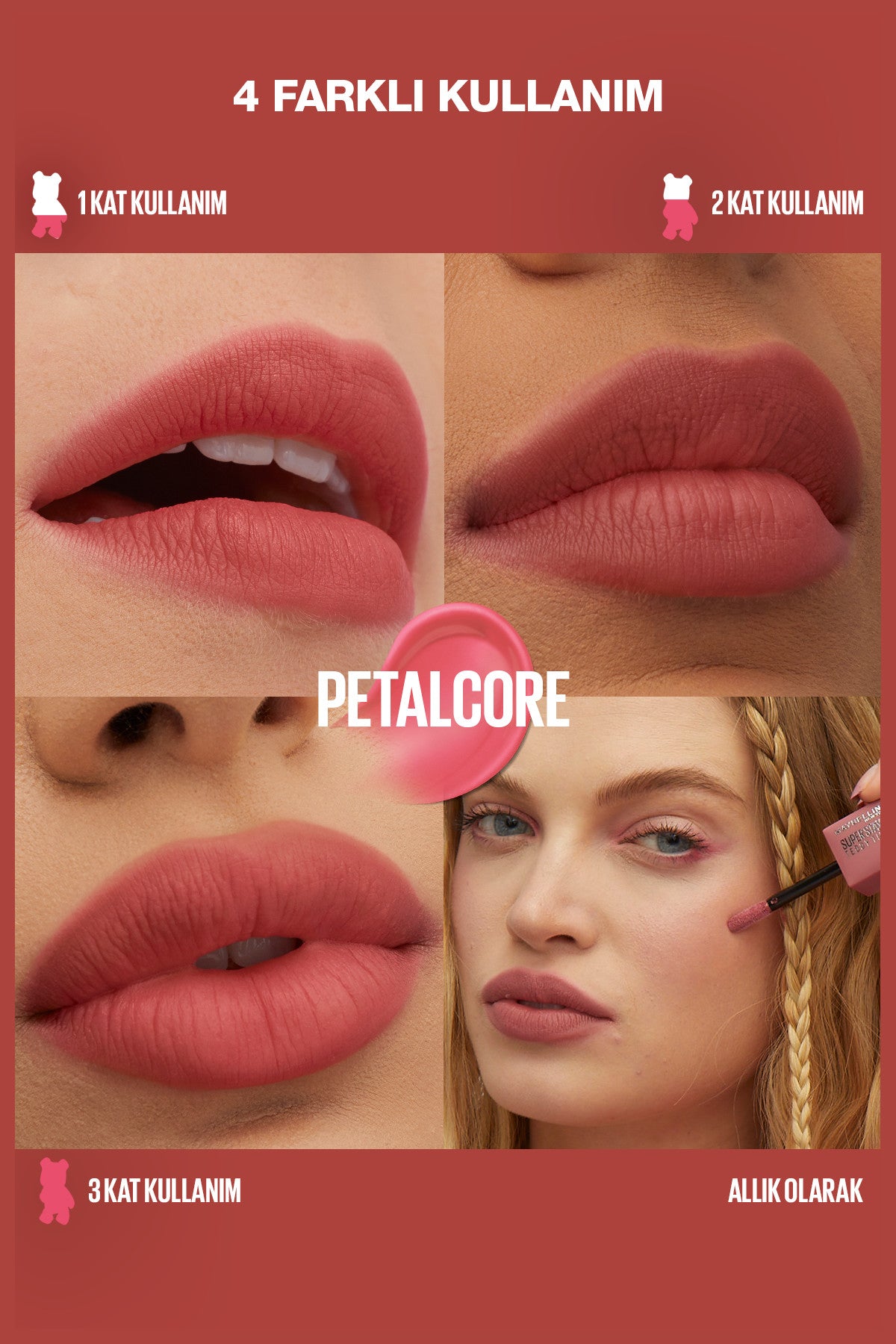 Maybelline Super Stay Teddy Tint Uzun Süre Kalıcı Likit Mat Tint 40 Petalcore