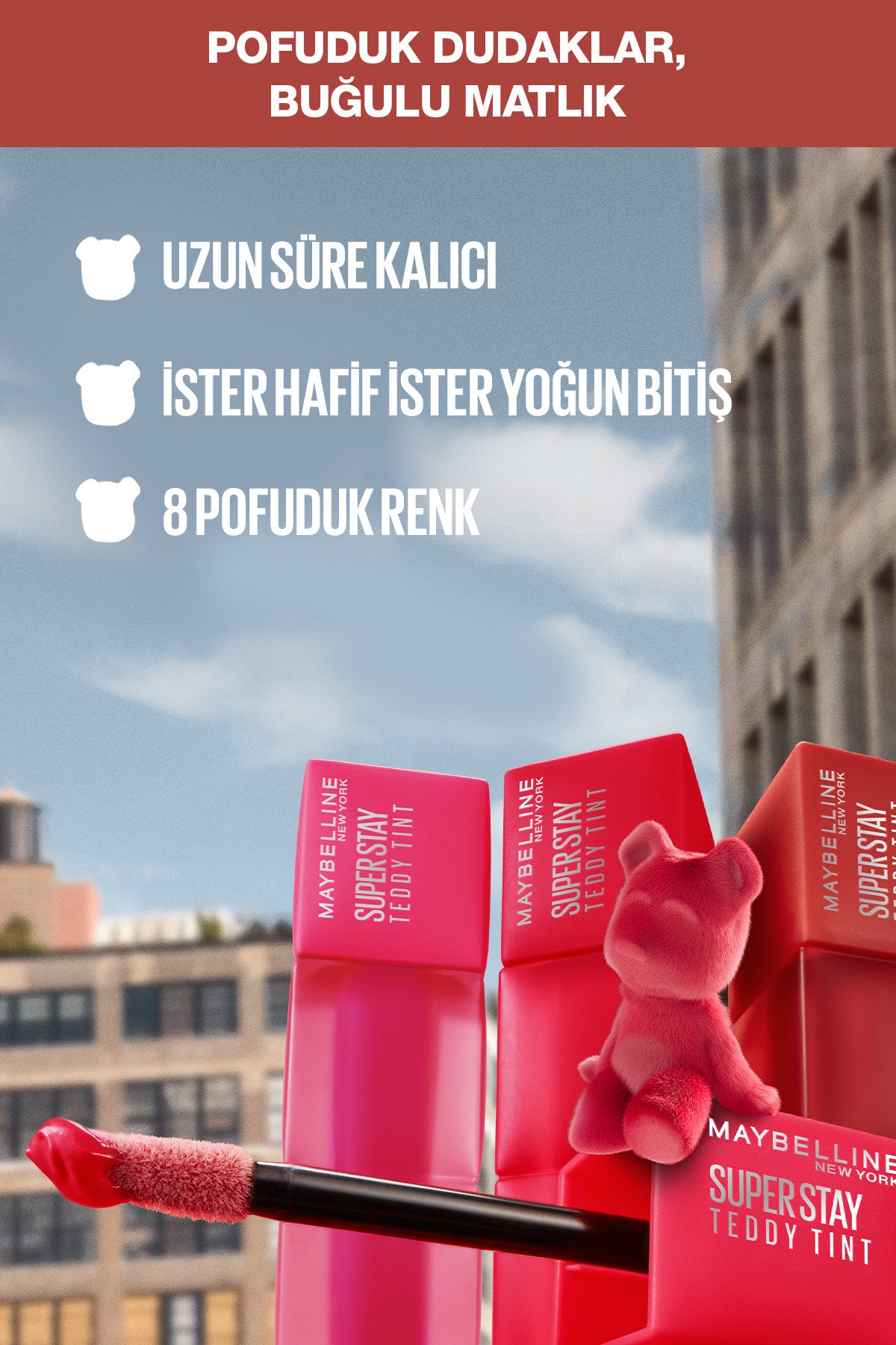 Maybelline Super Stay Teddy Tint Uzun Süre Kalıcı Likit Mat Tint 40 Petalcore