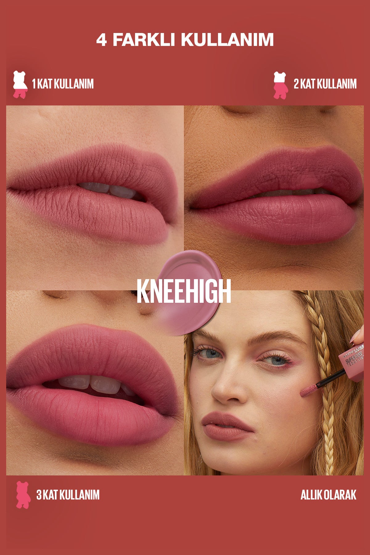 Maybelline Super Stay Teddy Tint Uzun Süre Kalıcı Likit Mat Tint 55 Knee High