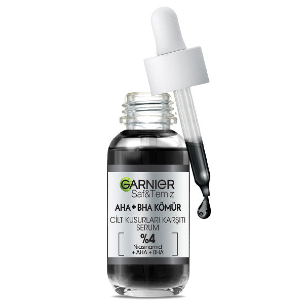 GARNIER AHA+BHA CİLT KUSURLARI KARŞITI SERUM %4 [NİASİNAMİD + PEELING ETKİLİ AHA+BHA] 30ML