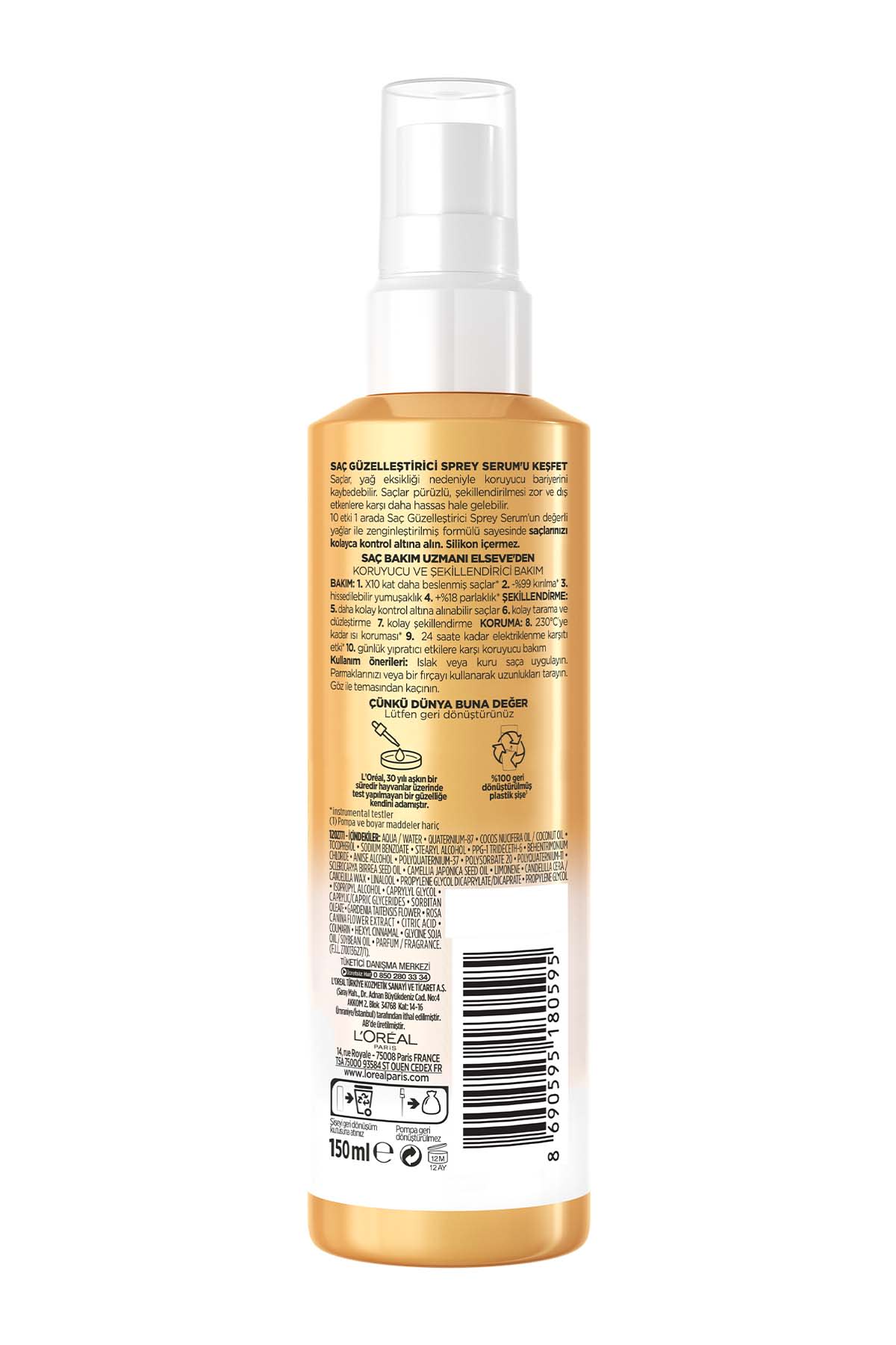 Mucizevi Yağ 10 Etki 1 Arada Saç Güzelleştirici Sprey Serum 150ml