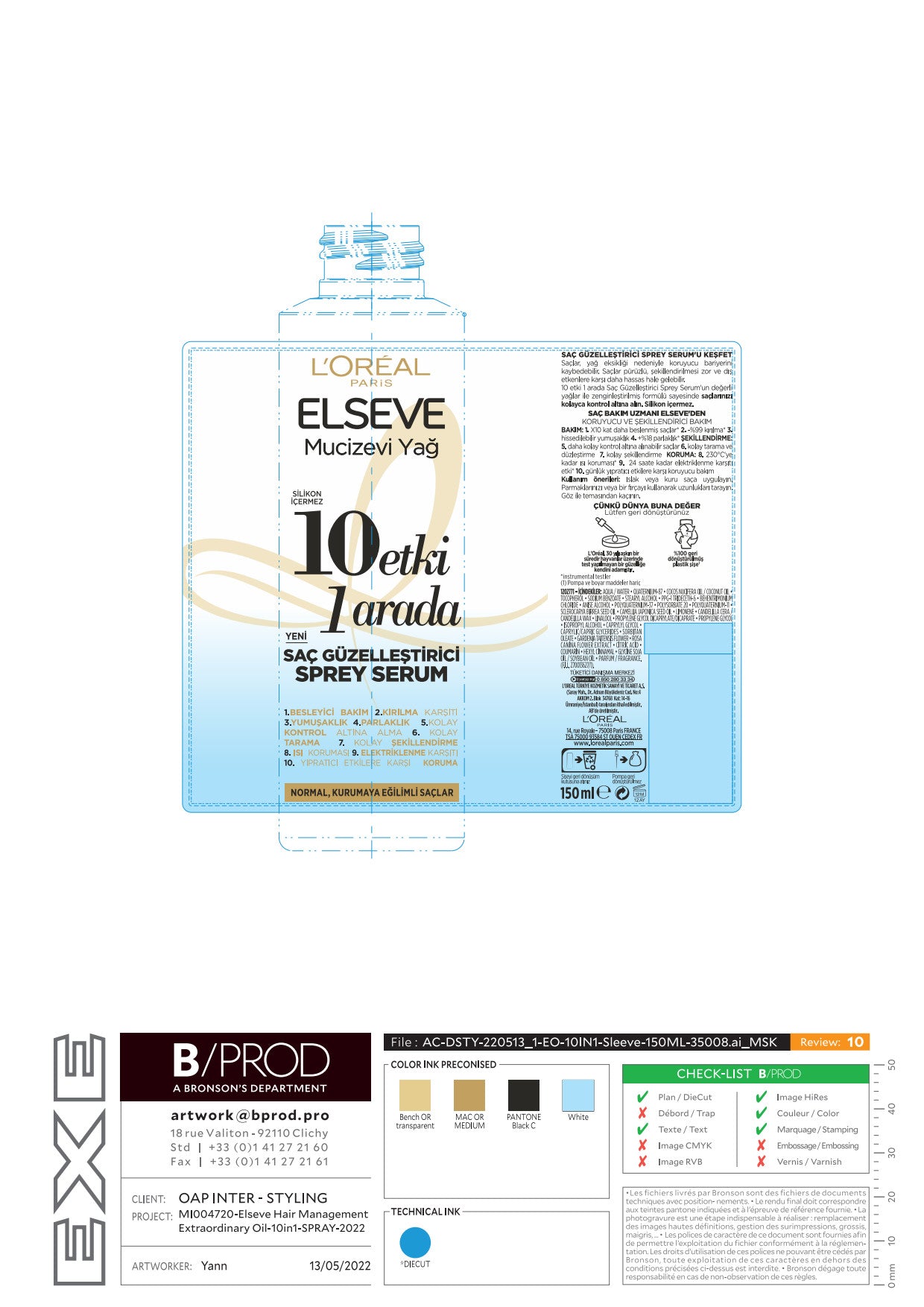 Mucizevi Yağ 10 Etki 1 Arada Saç Güzelleştirici Sprey Serum 150ml