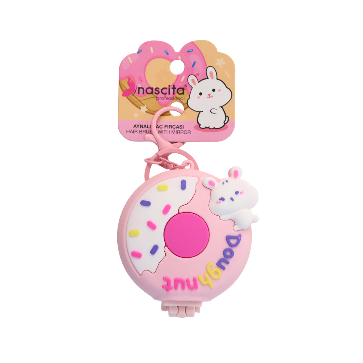 Nascita Donut Figürlü Aynalı Katlanır Saç Fırçası Çanta Boy NASFBRGM0038