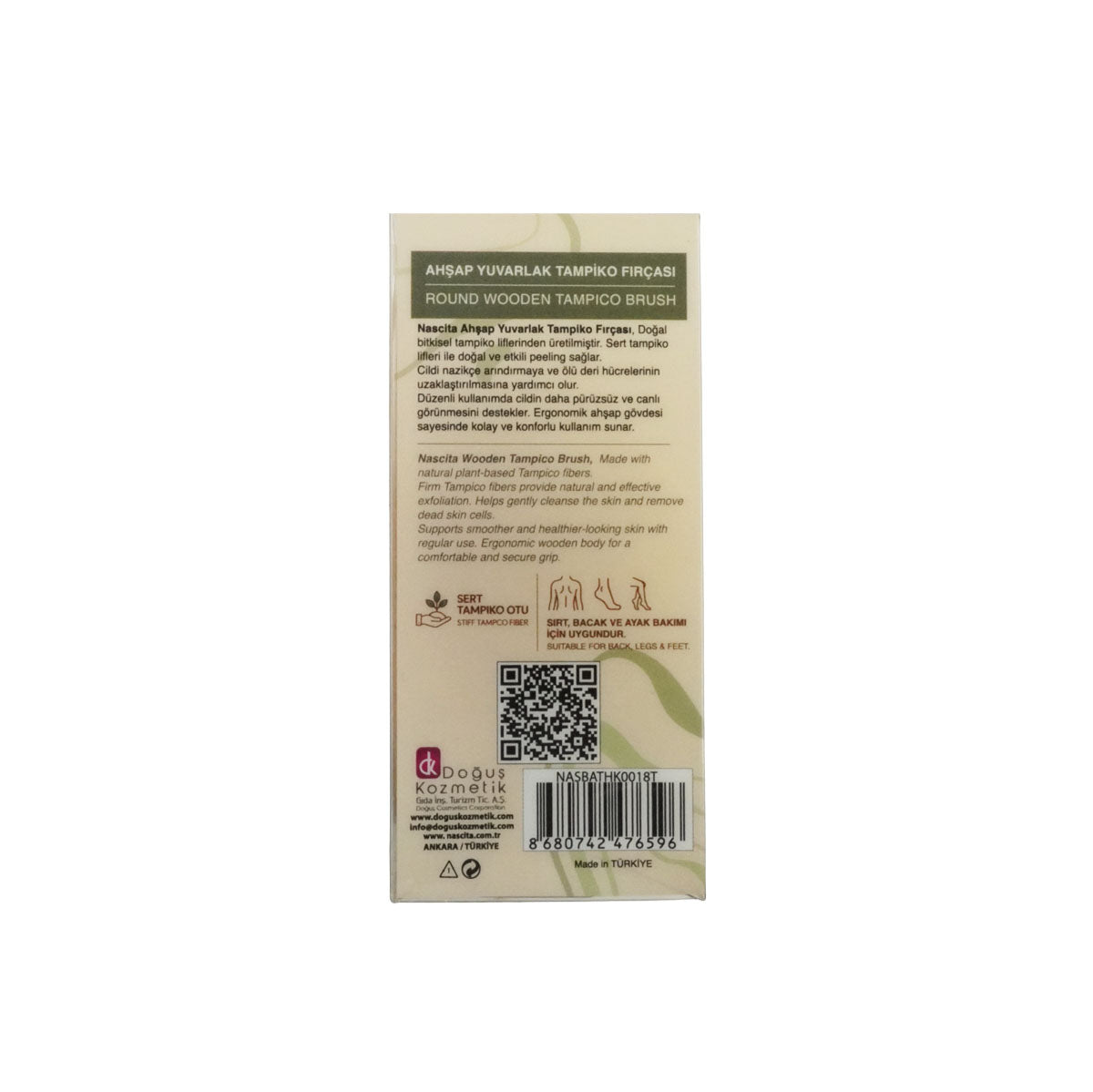 Nascita Ahşap Yuvarlak Tampiko Masaj Fırçası (9*9 CM) NASBATHK0018T