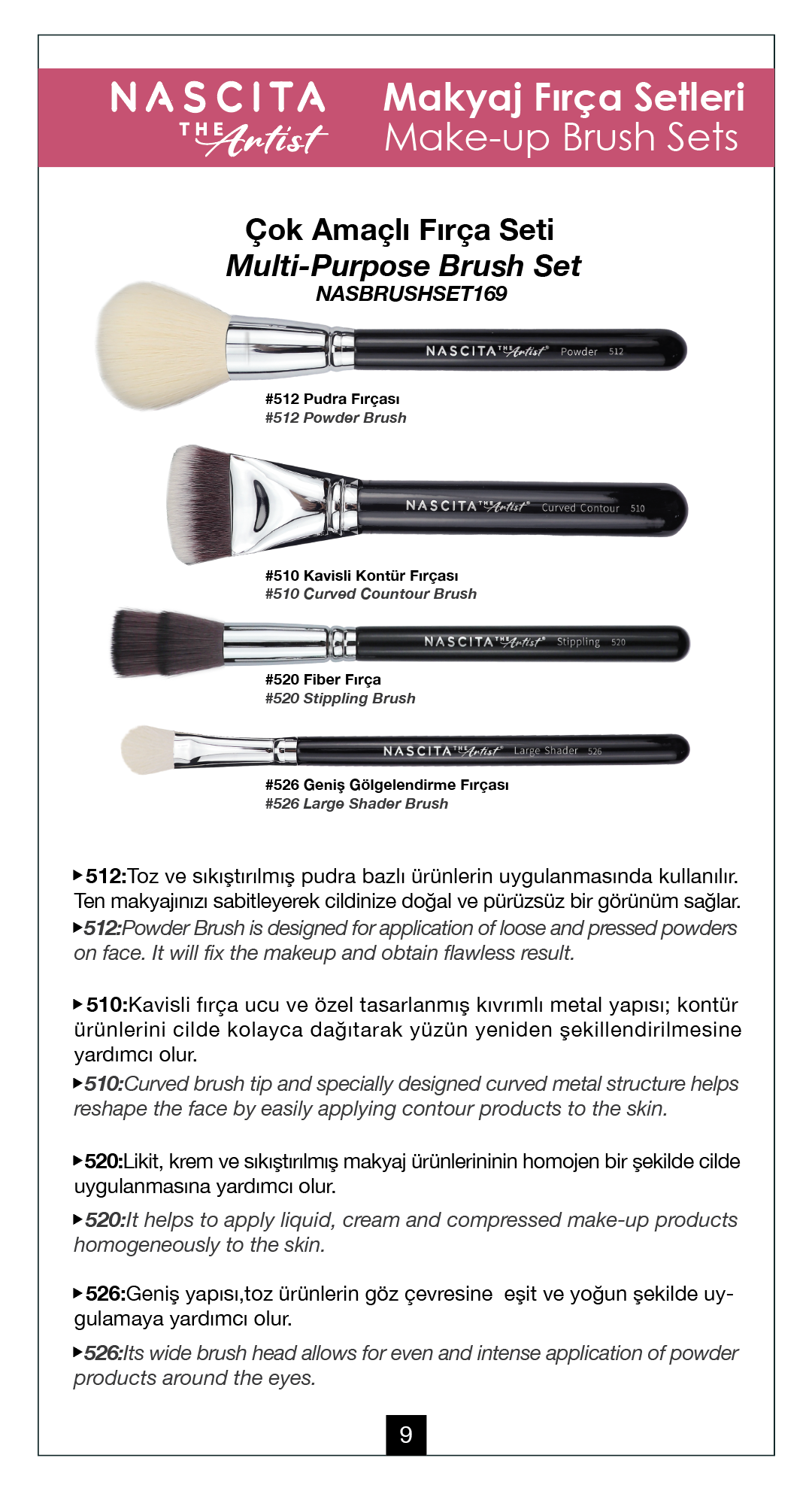 Nascita Artist Serie Çok Amaçlı Fırça Seti NASBRUSHSET169