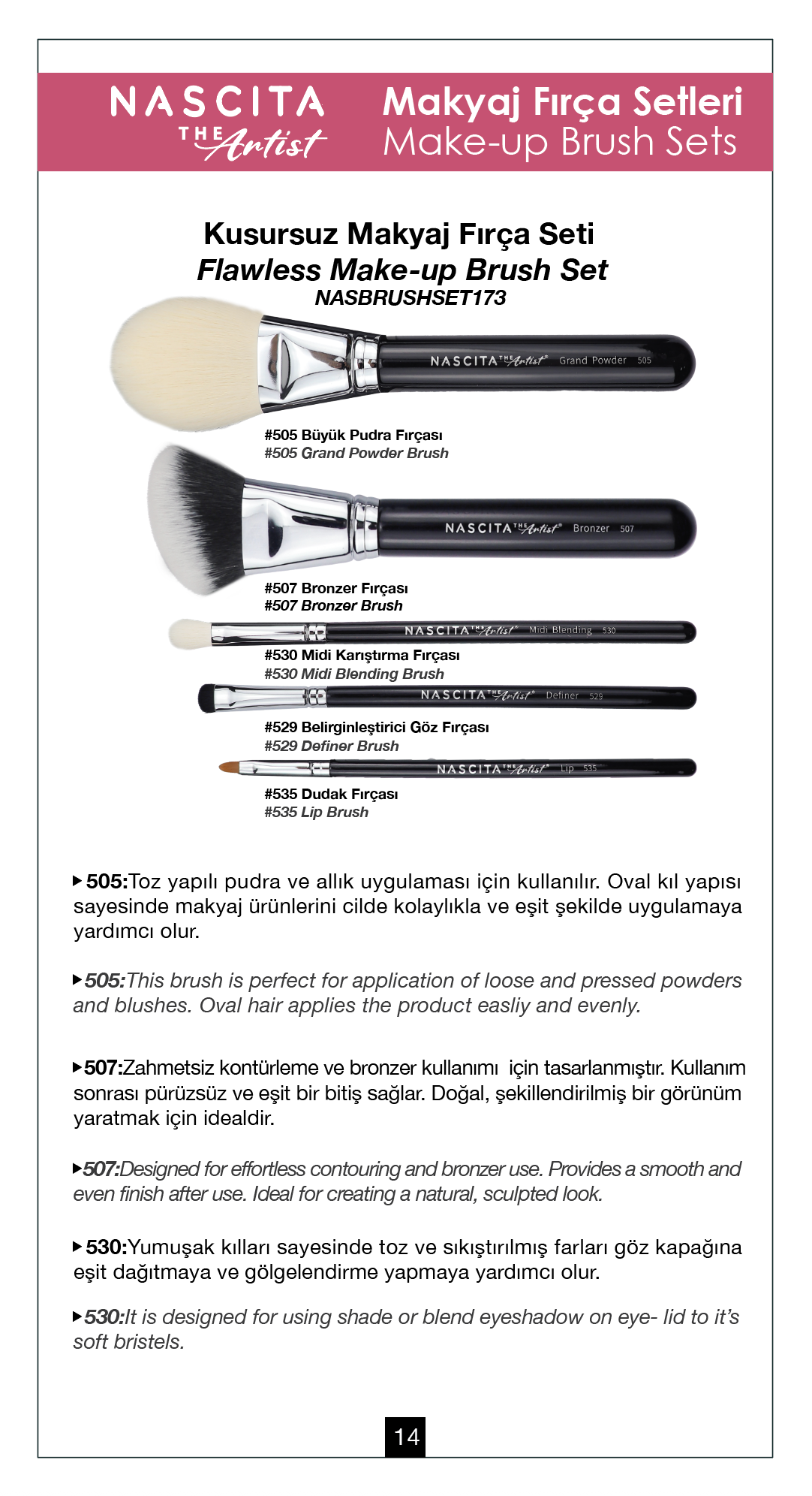 Nascita Artist Serie Kusursuz Makyaj Fırça Seti NASBRUSHSET173