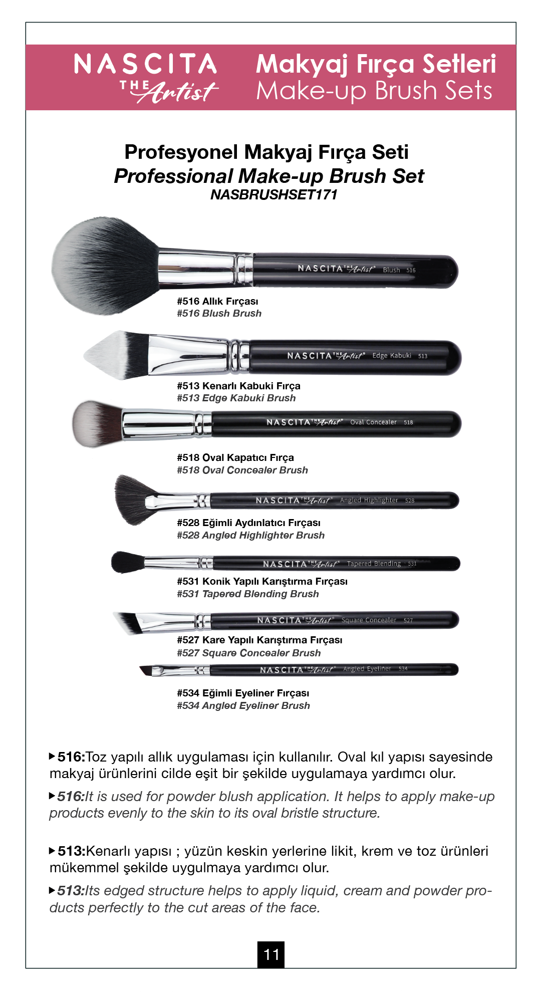 Nascita Artist Serie Profesyonel Makyaj Fırça Seti NASBRUSHSET171