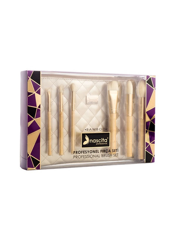 Nascita Bamboo Profesyonel Makyaj Fırça Seti 6'lı Çantalı NASBRUSHSET26