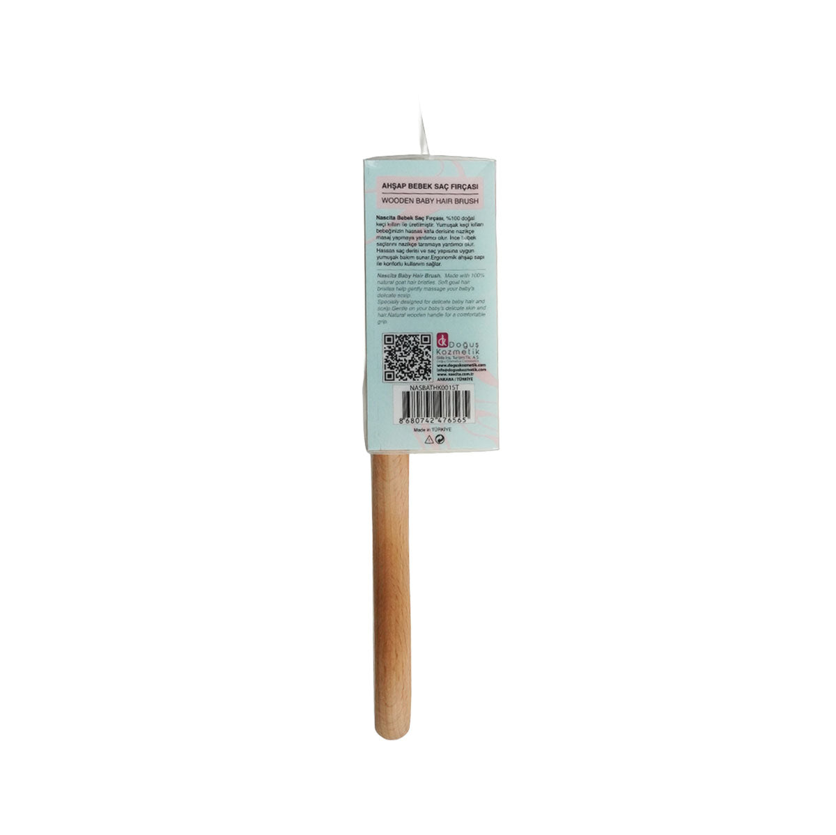 Nascita Doğal Keçi Kılı Ahşap Bebek Saç Fırçası (18,5*5 CM) NASBATHK0015T