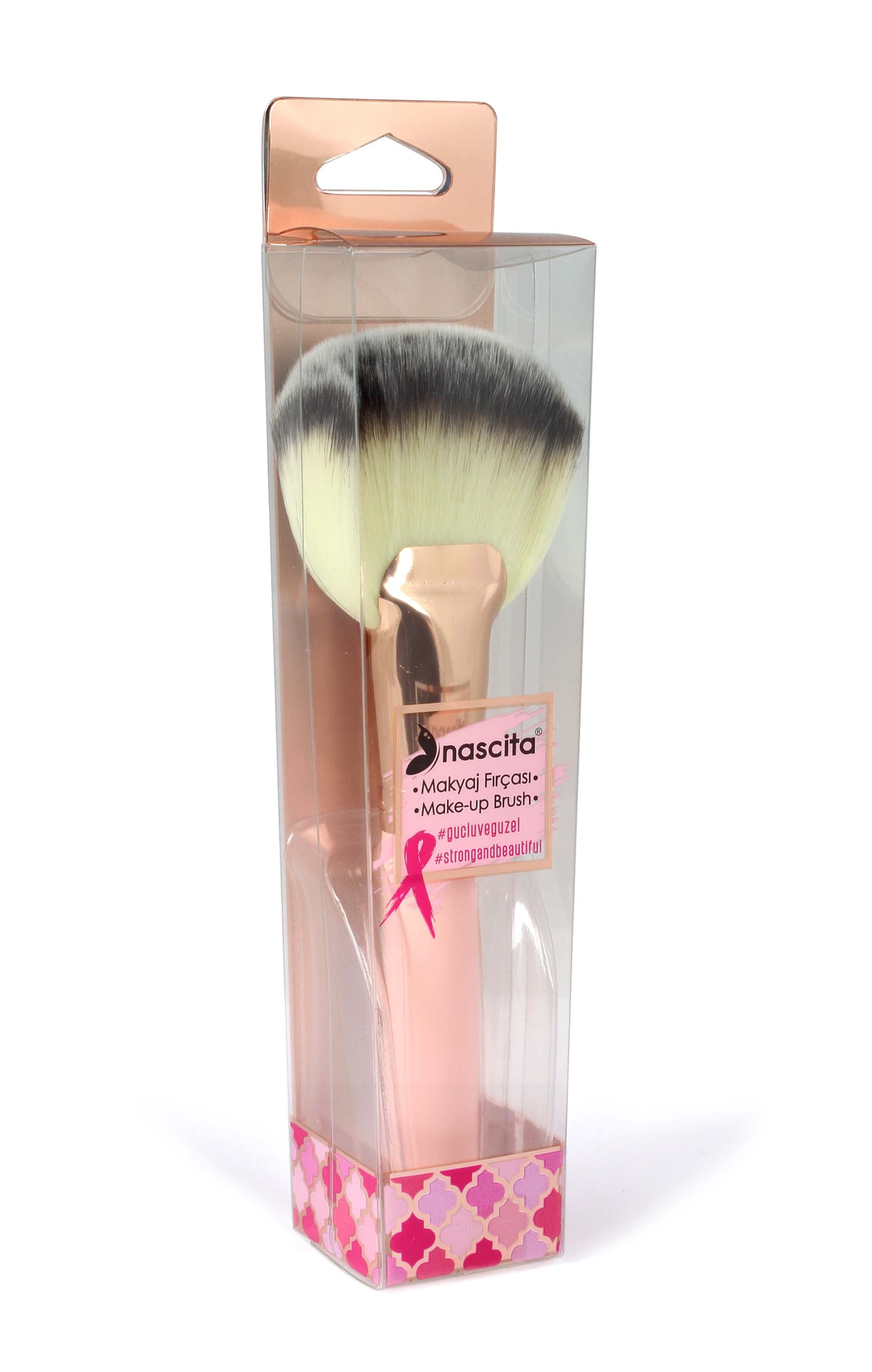 Nascita Geniş Yelpaze Aydınlatıcı Makyaj Fırçası Pembe NASBRUSH0161