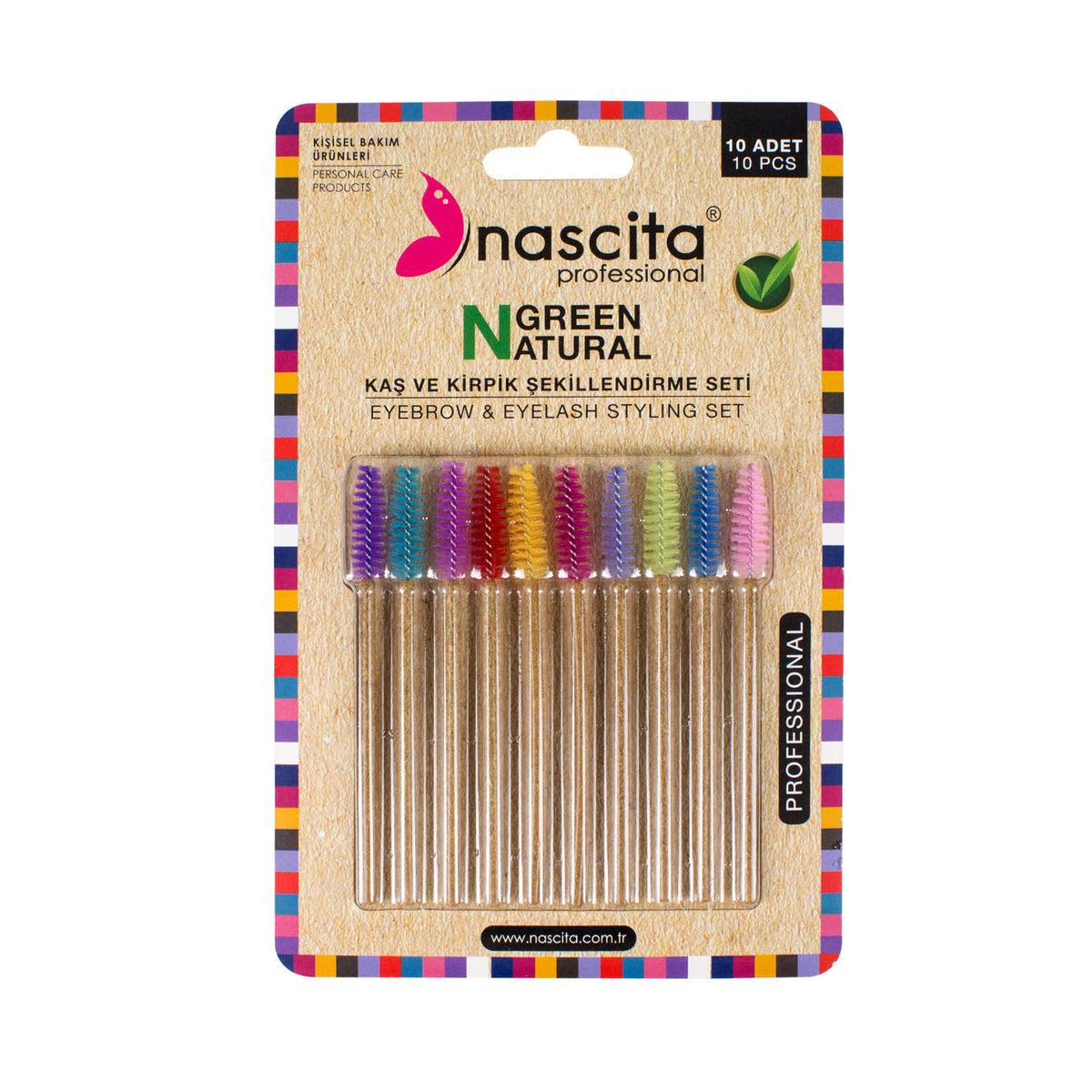 Nascita Green Natural Kaş ve Kirpik Şekillendirme Maskara Fırça Seti 10'lu NASEYEFR0006