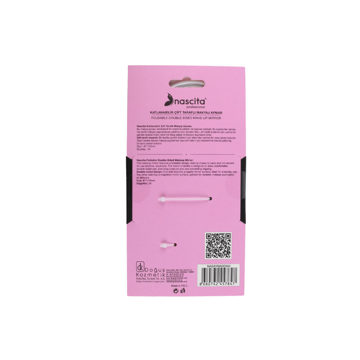 Nascita Çift Taraflı Katlanabilir Büyüteçli 81x170Mm Makyaj Aynası NASAYNA00044