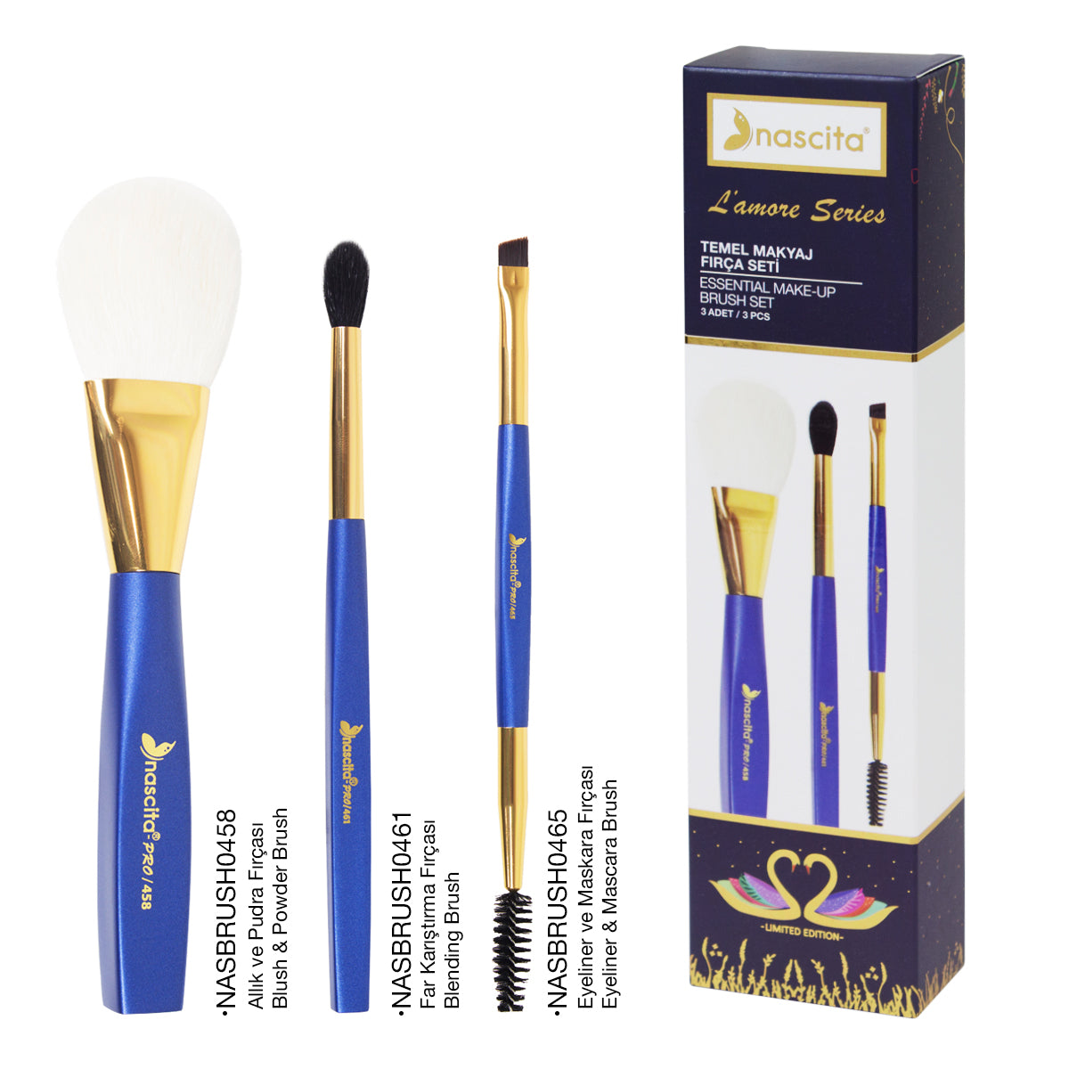 Nascita L'amore Serisi Makyaj Fırça Seti 3'lü NASBRUSHSET106